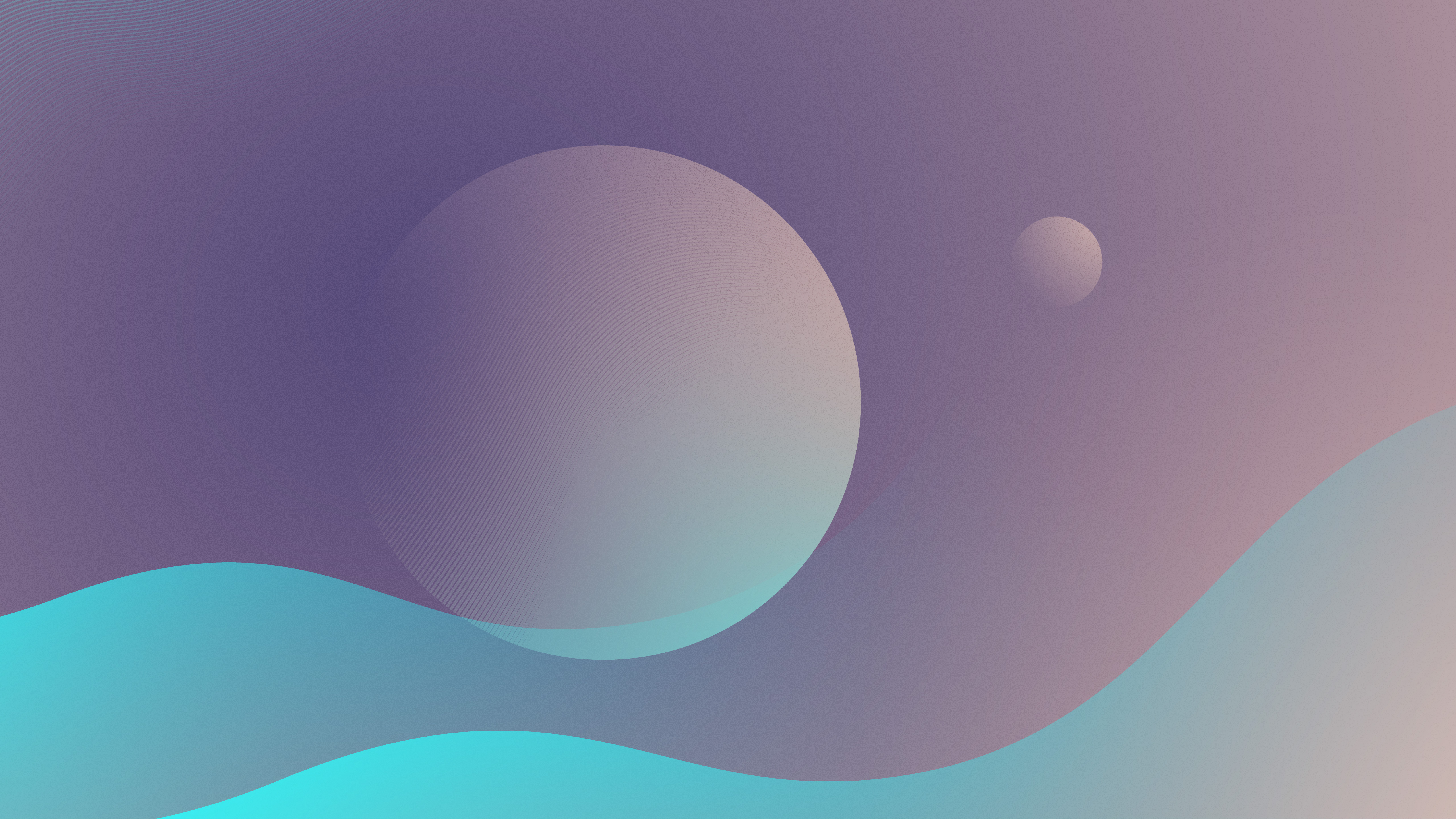 Minimalist digital art of planets and waves HD Wallpaper