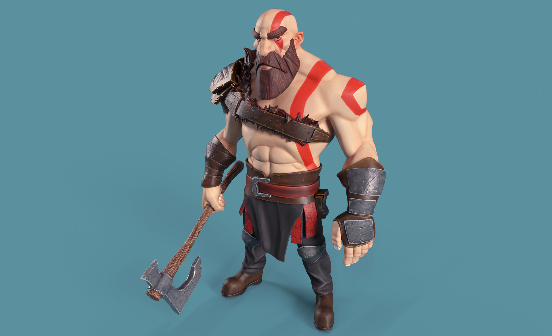 Kratos from God of War holding an axe HD Wallpaper