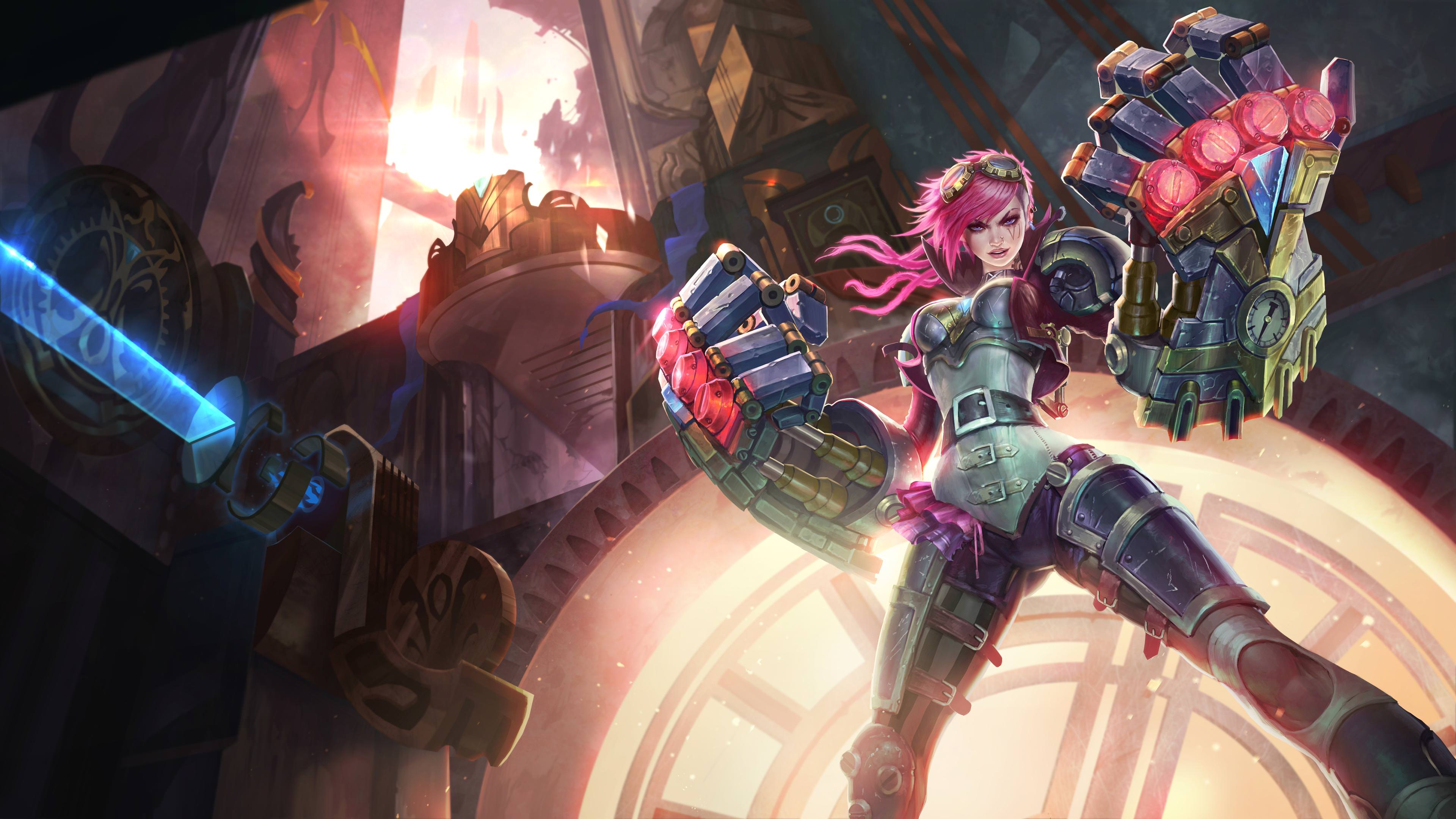 Vi from League of Legends with mechanical fists HD Wallpaper