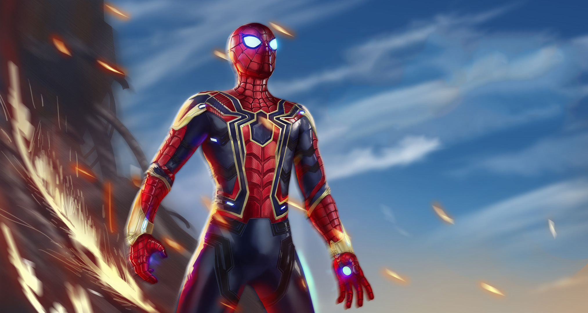 Spiderman in Iron Spider Suit Artwork HD Wallpaper