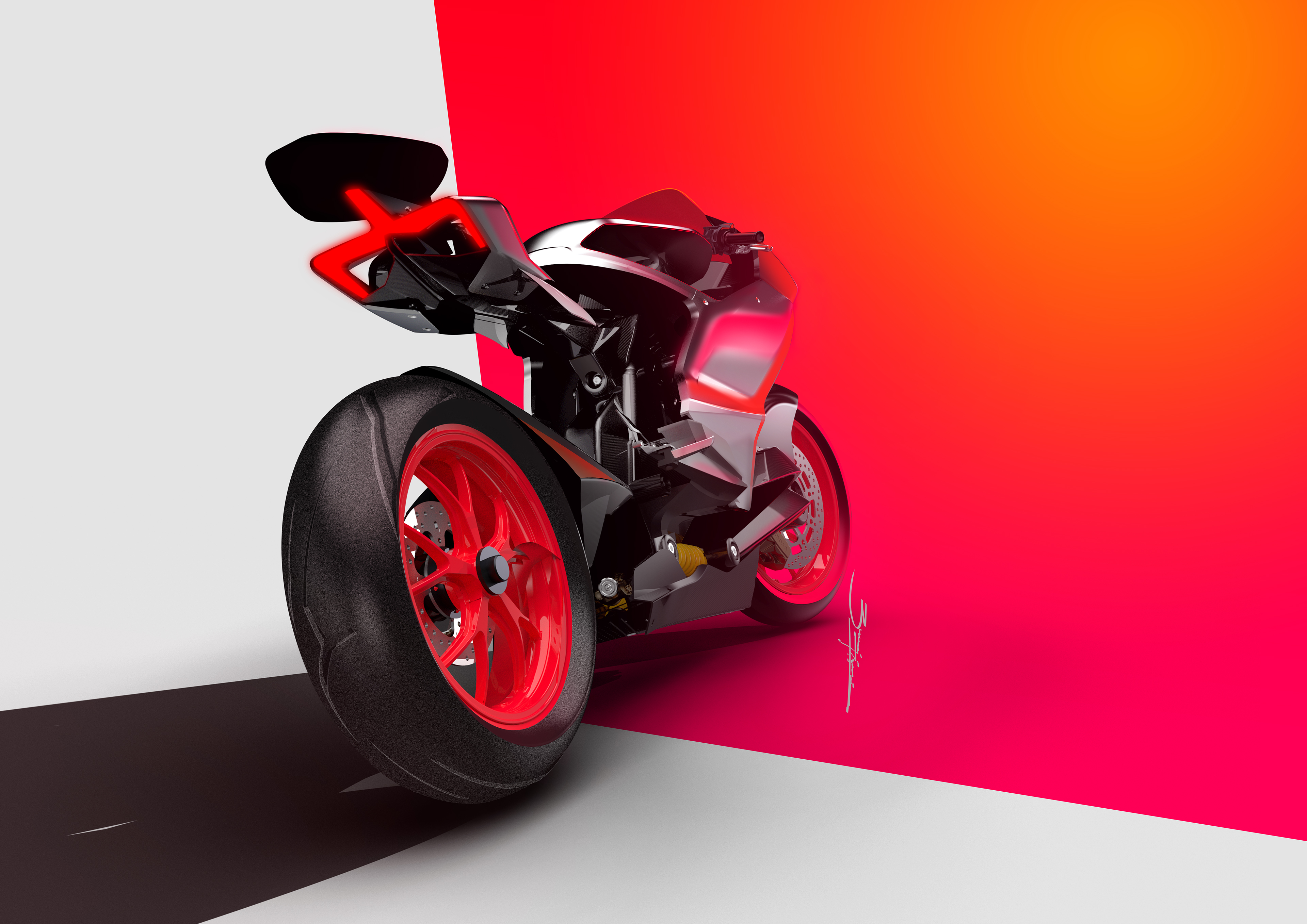 Ducati motorcycle with red wheels and accents HD Wallpaper