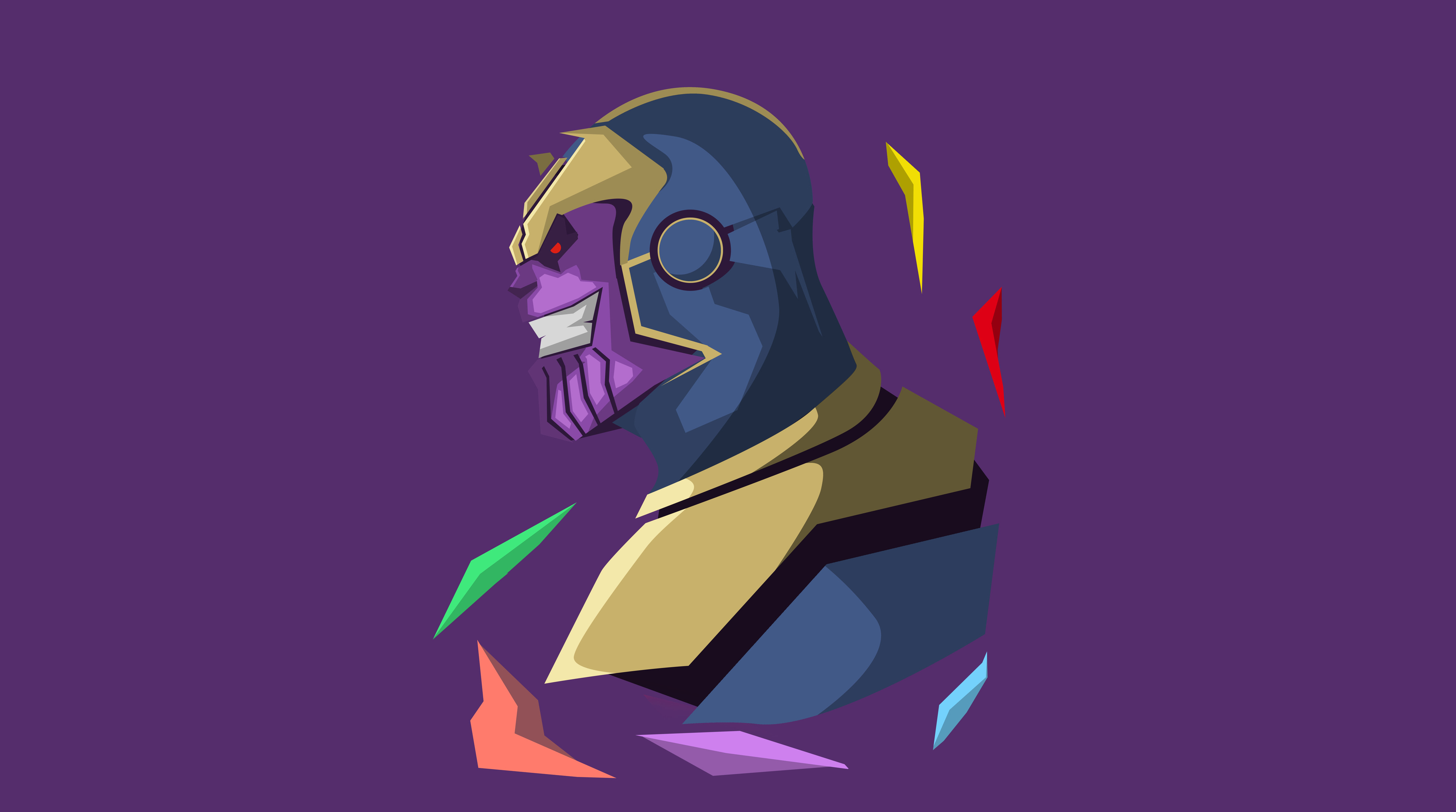 Minimalist Thanos with colorful geometric shapes HD Wallpaper