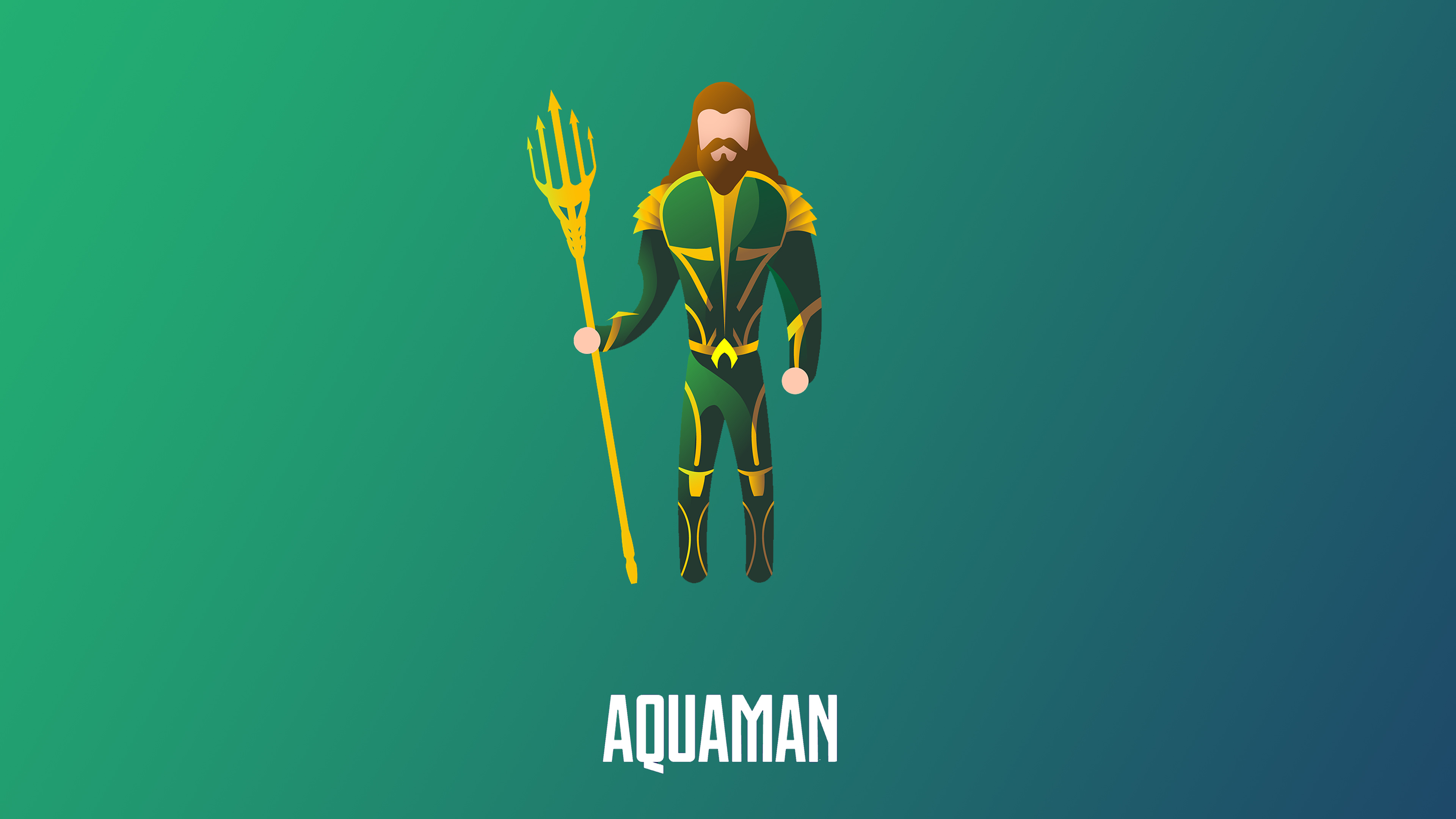 Minimalist Aquaman Illustration with Trident HD Wallpaper