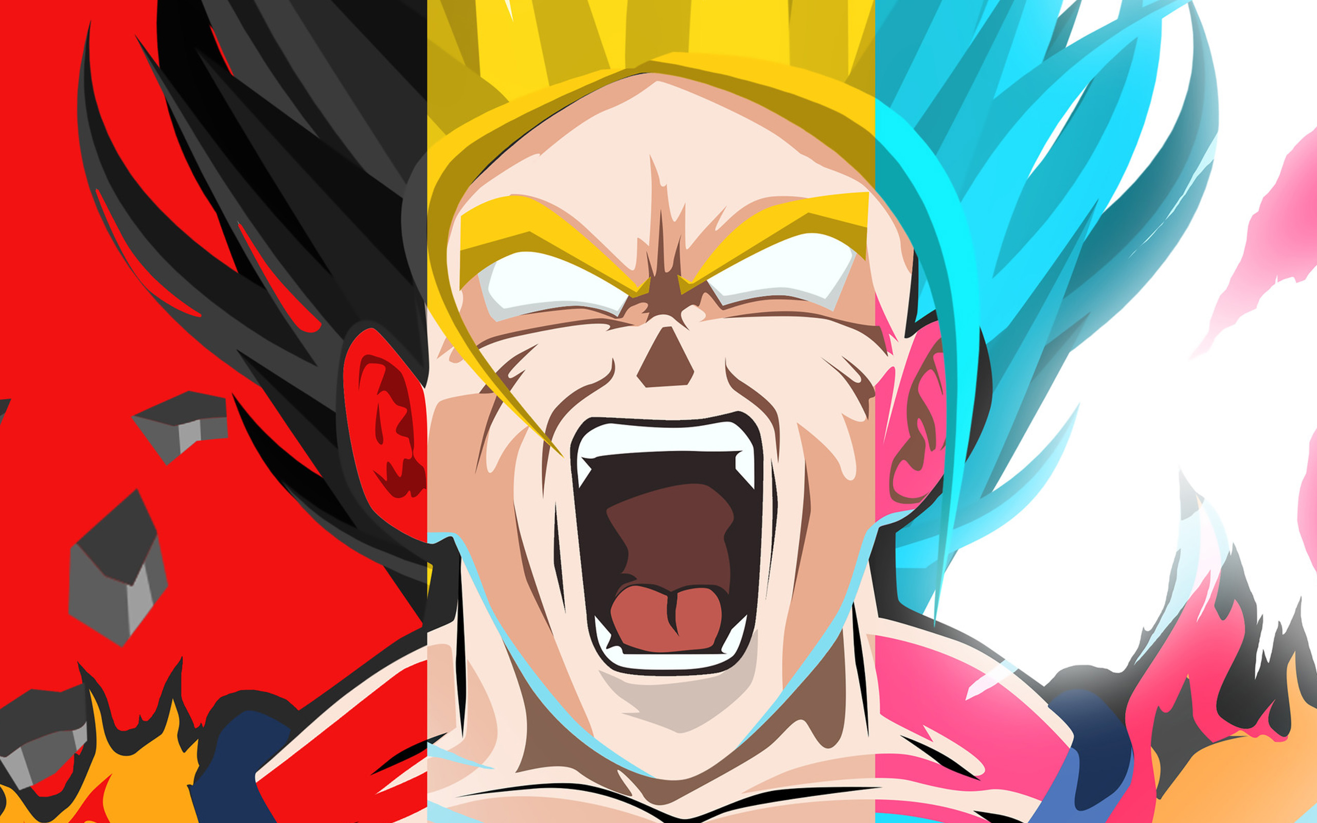 Goku in different transformations, minimalist anime art HD Wallpaper