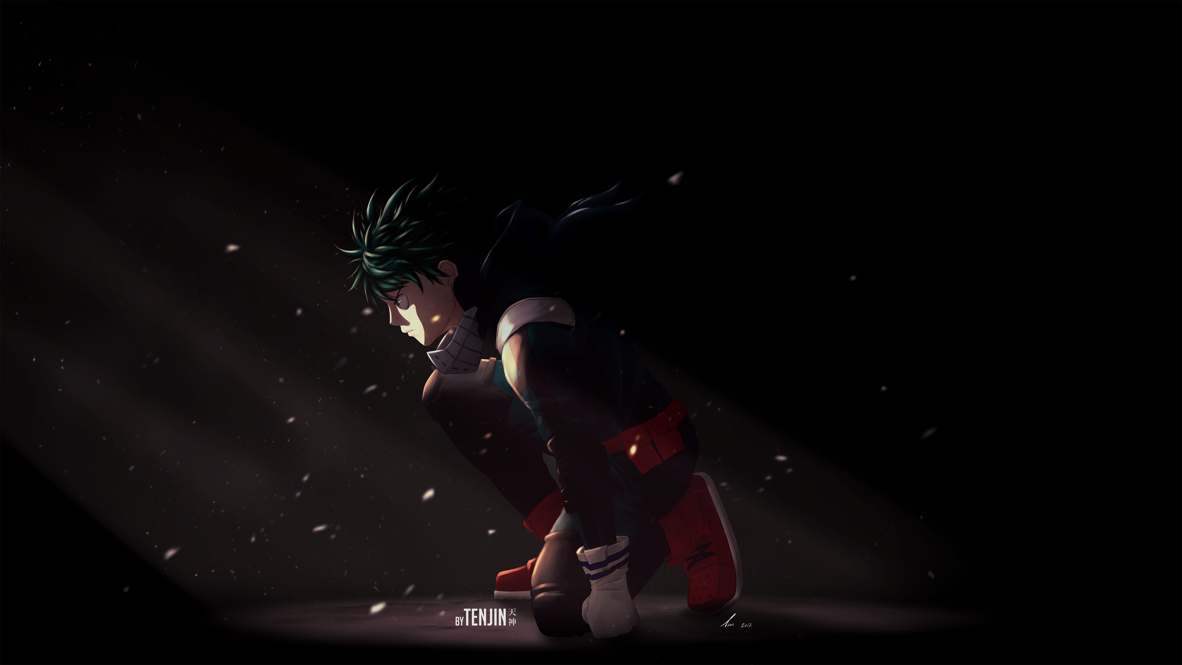 My Hero Academia: Izuku Midoriya in Dramatic Lighting HD Wallpaper