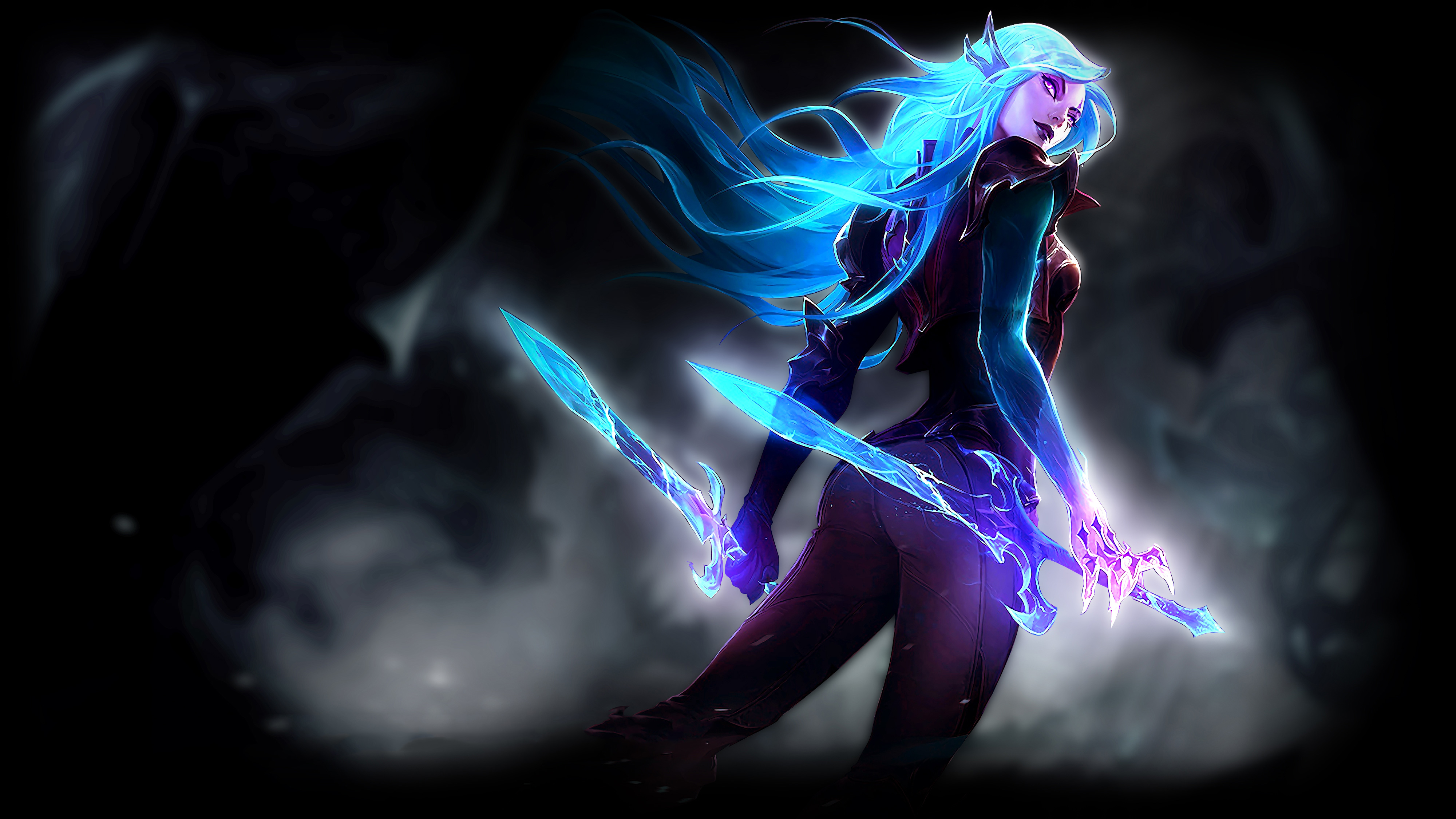 League of Legends artwork of a woman with blue hair HD Wallpaper