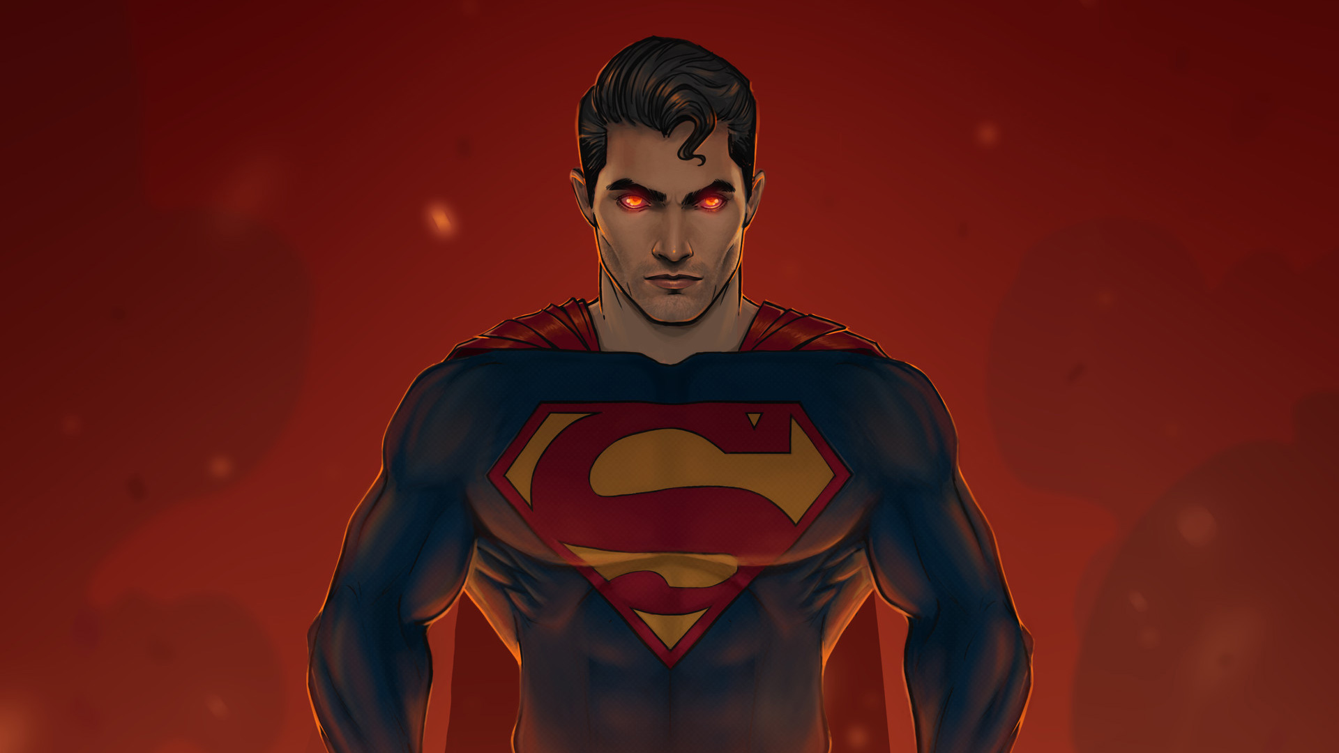 Superman with glowing red eyes HD Wallpaper
