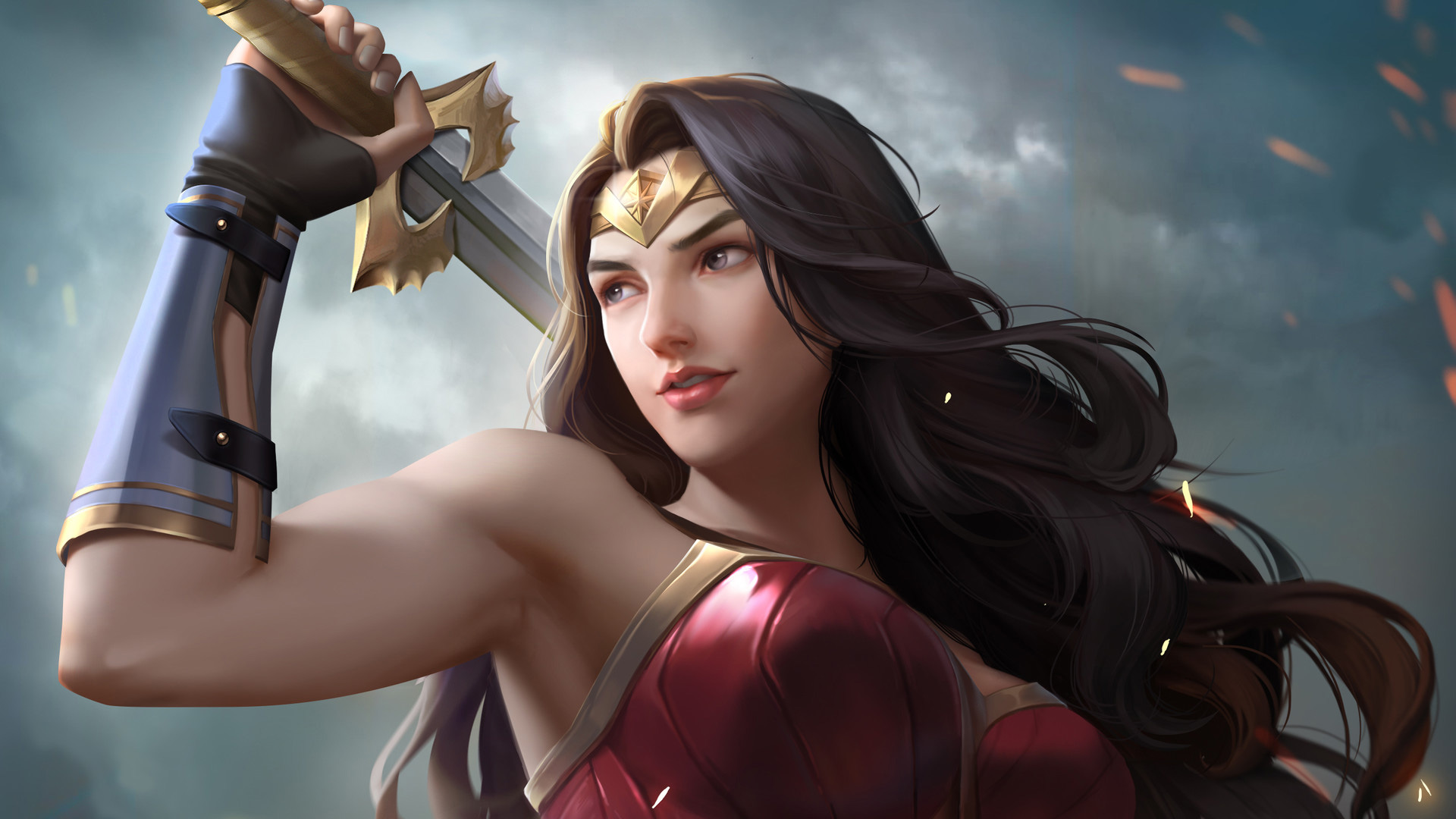 Wonder Woman Artwork with Sword HD Wallpaper
