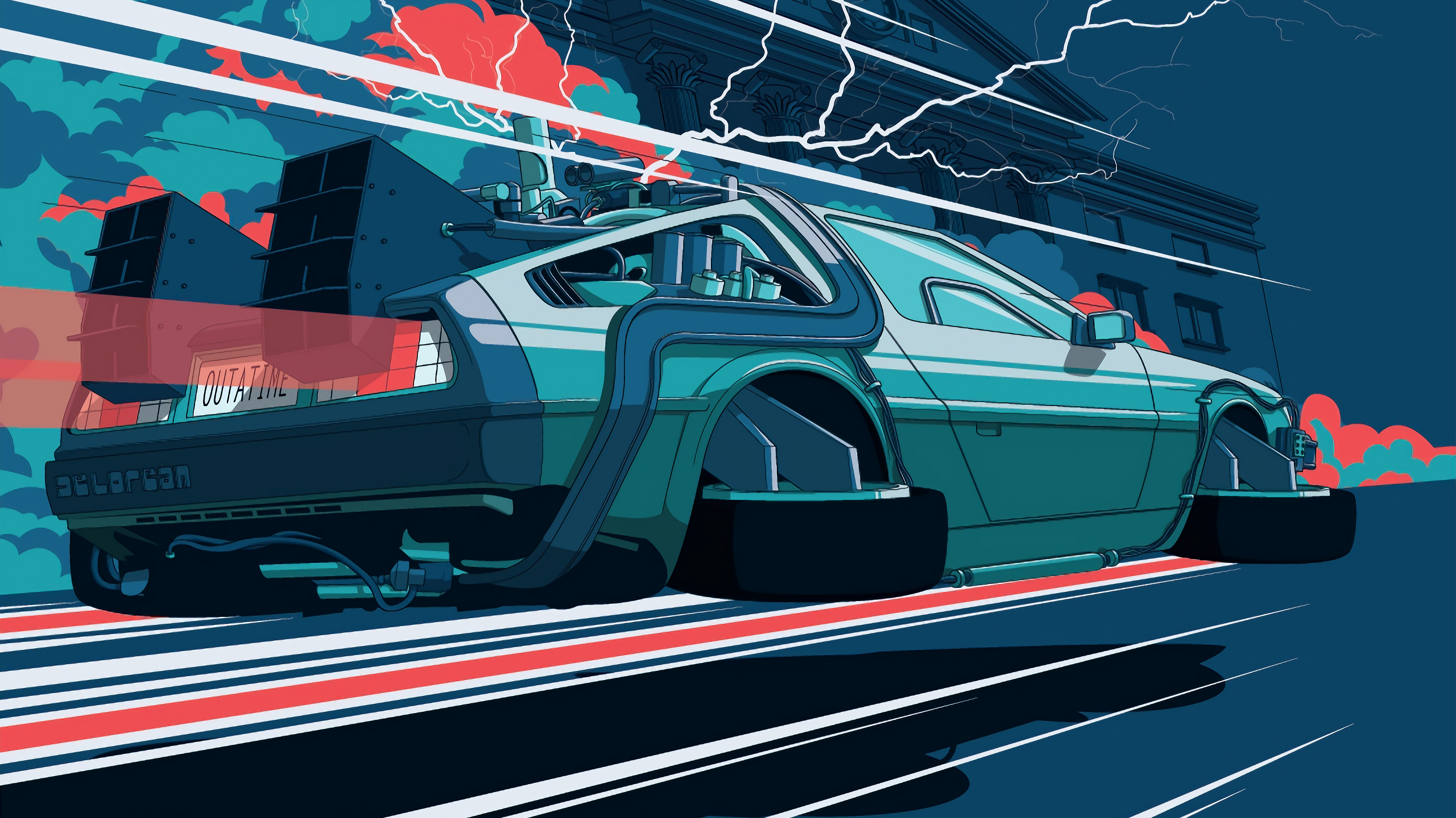 DeLorean Time Machine Artwork 4K HD Wallpaper