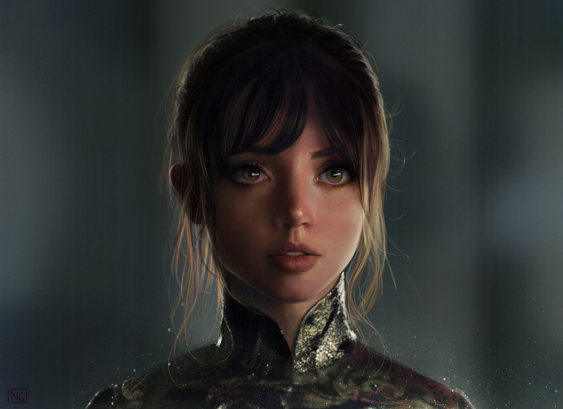 Digital Portrait of Ana de Armas with Soft Lighting HD Wallpaper