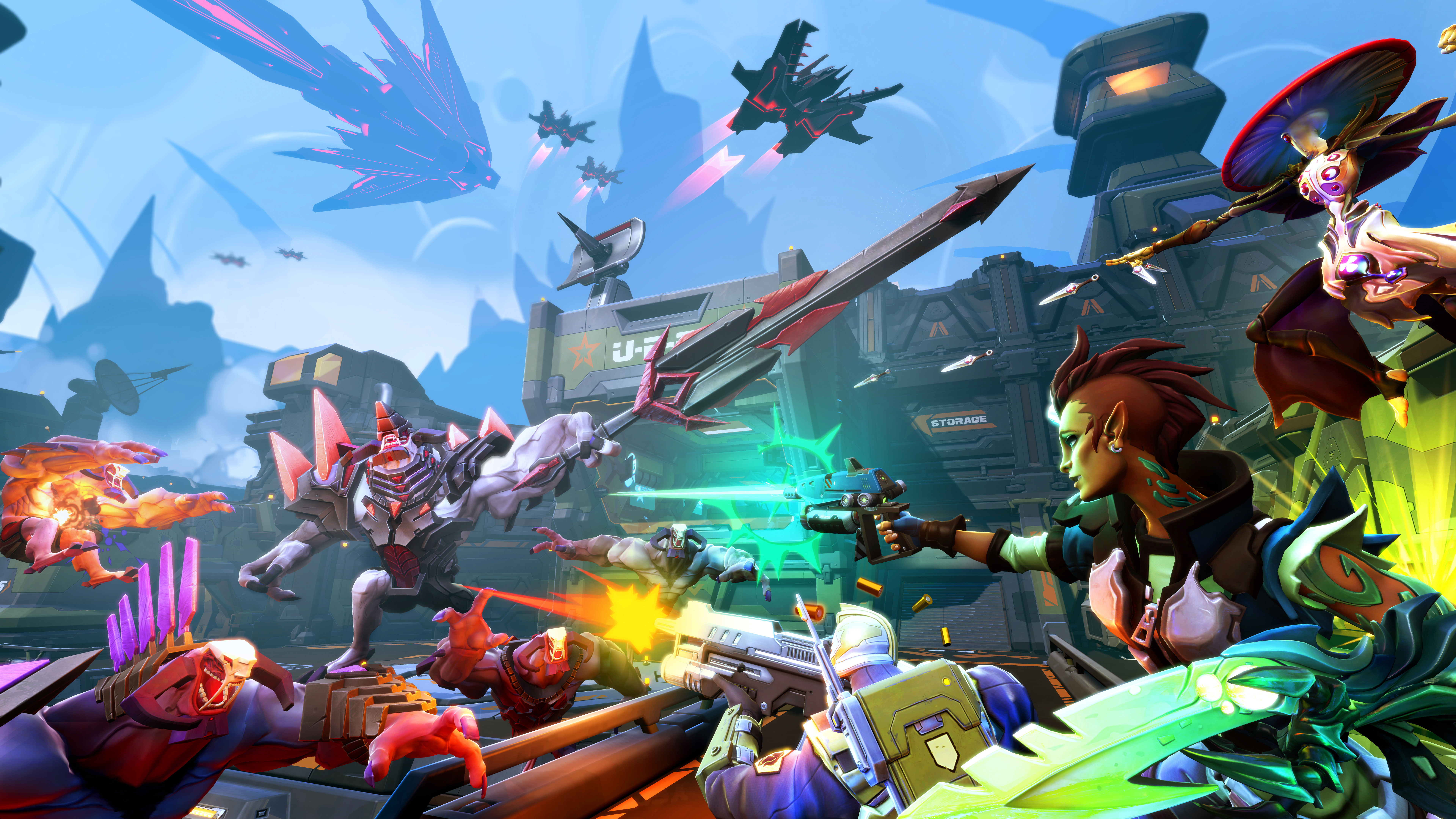 Battleborn characters in a futuristic battle HD Wallpaper
