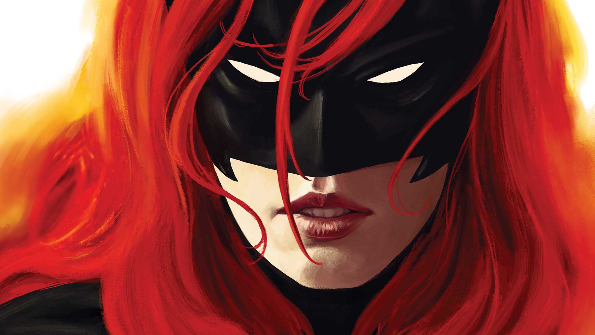 Batwoman with red hair and black mask HD Wallpaper