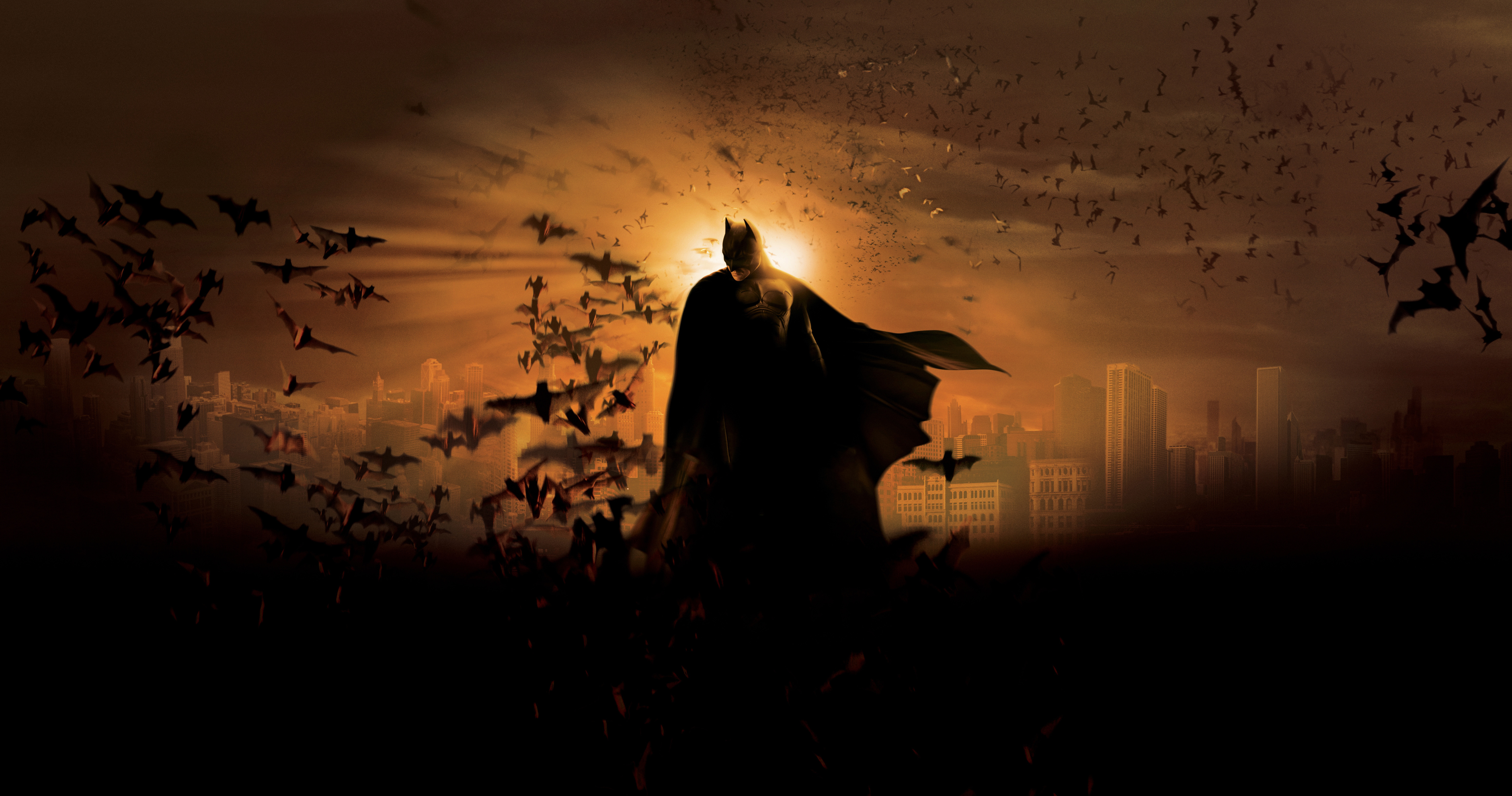Batman with Bats and Cityscape 4K HD Wallpaper