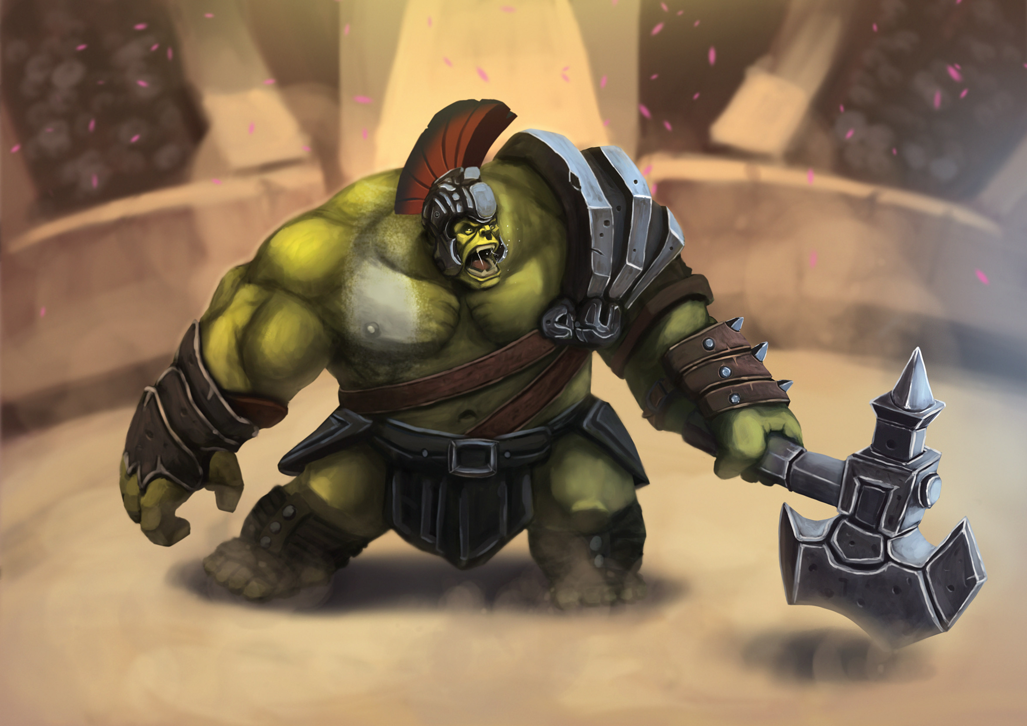 Hulk as a gladiator holding a hammer HD Wallpaper