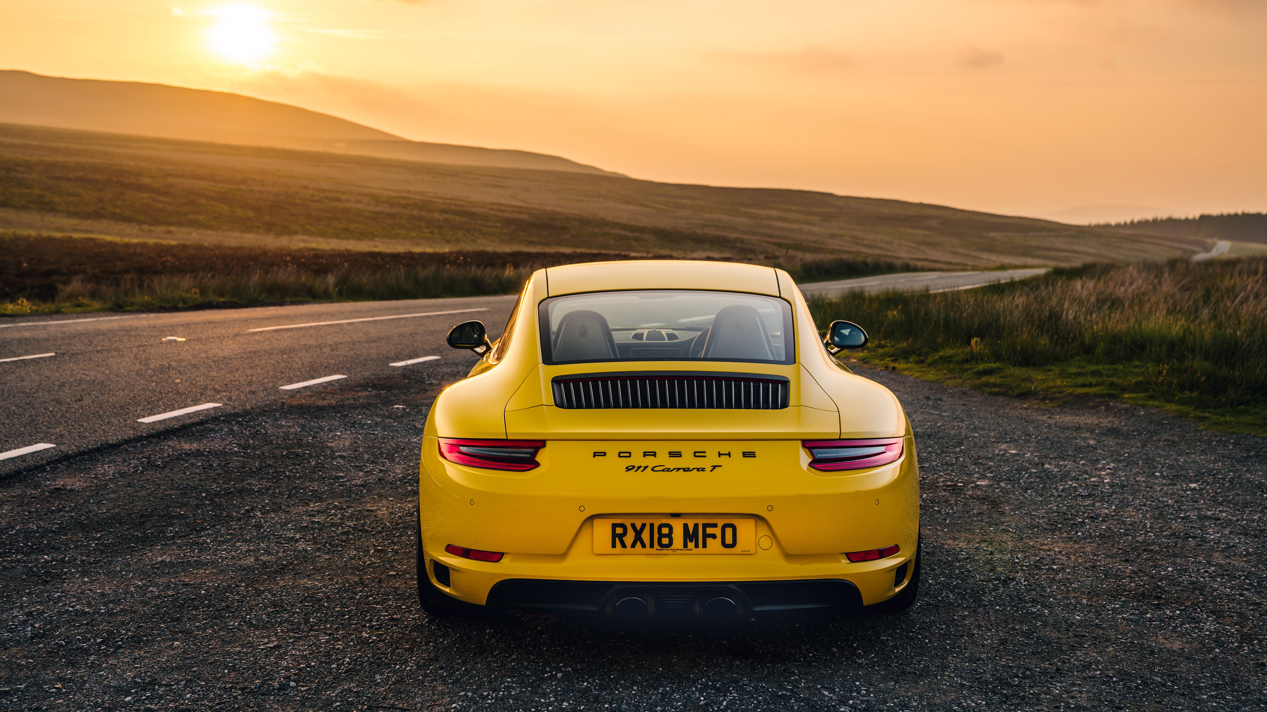 Yellow Porsche 911 Carrera T on a Road HD Wallpaper
