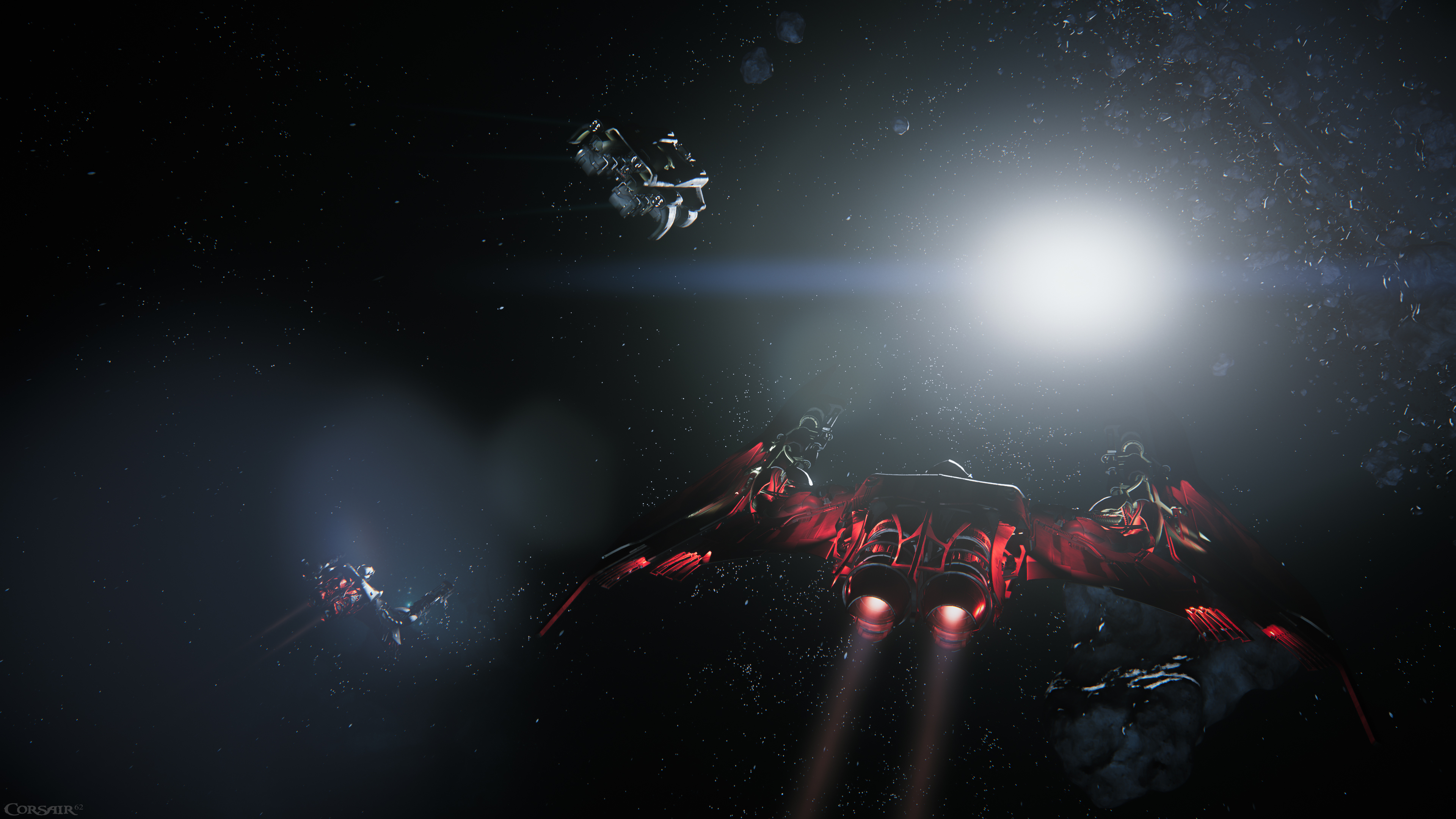 Star Citizen 4K spaceships in asteroid field HD Wallpaper