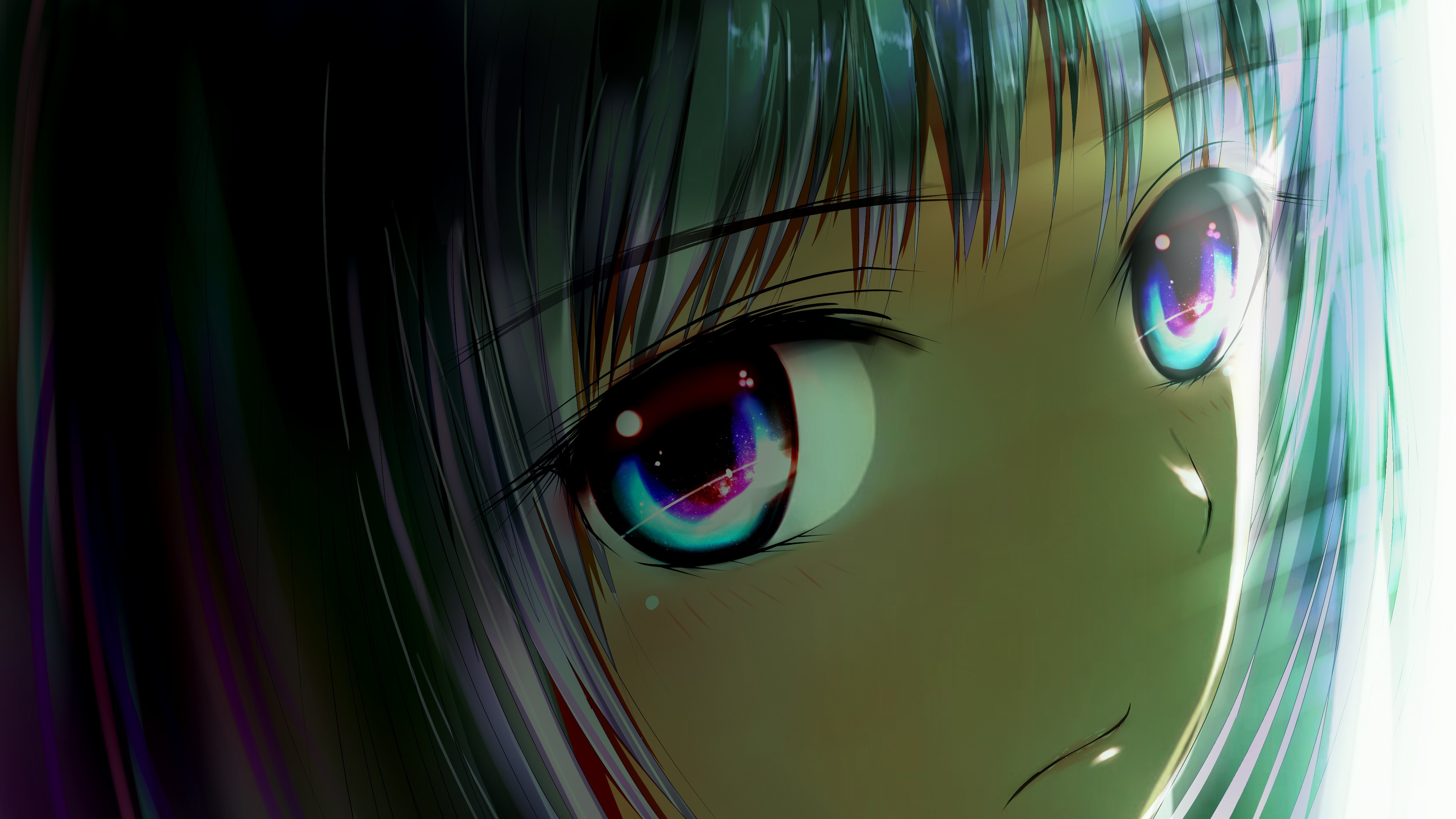 Anime girl with galaxy eyes HD Wallpaper
