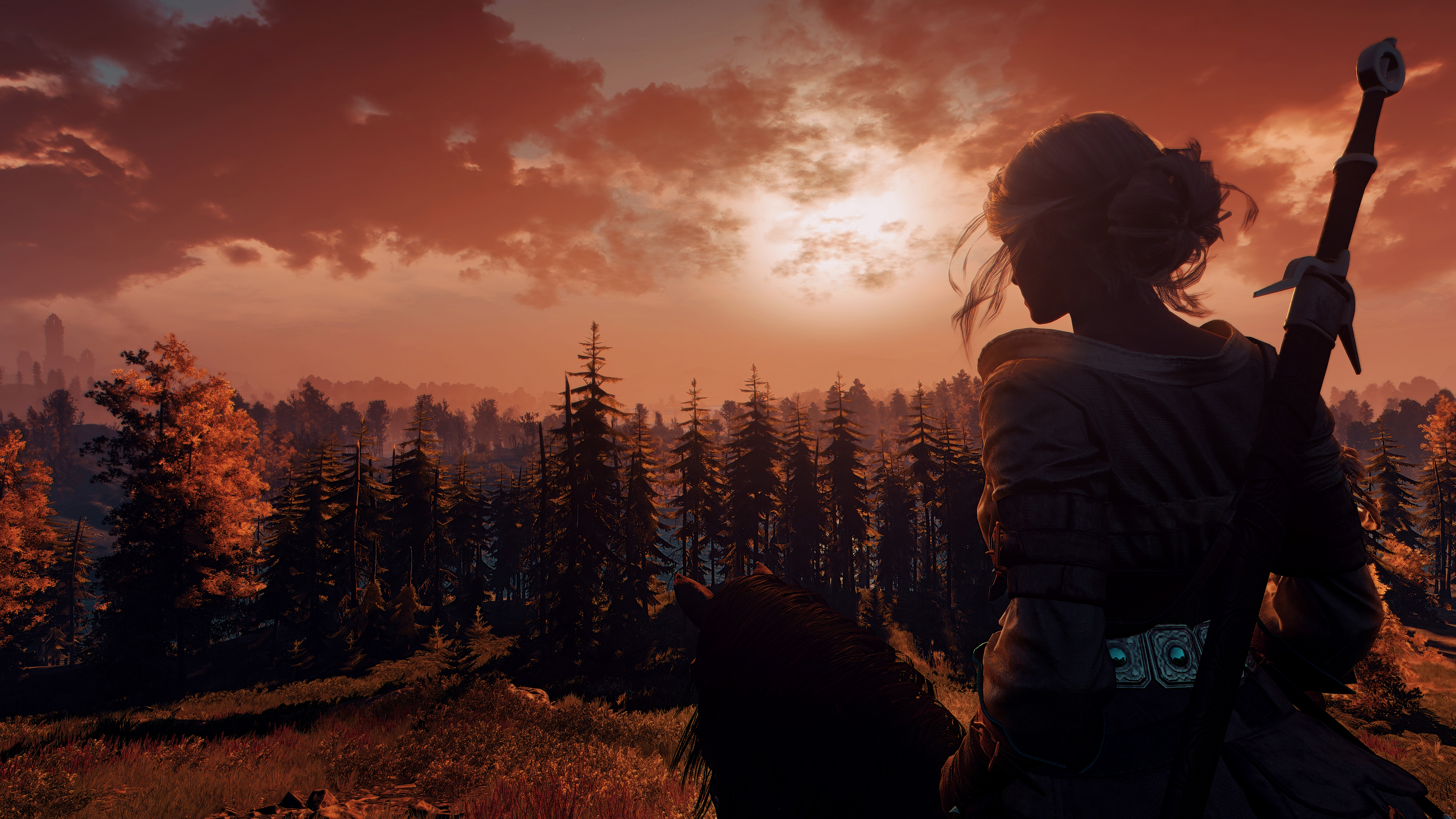 Ciri from The Witcher 3 at sunset HD Wallpaper