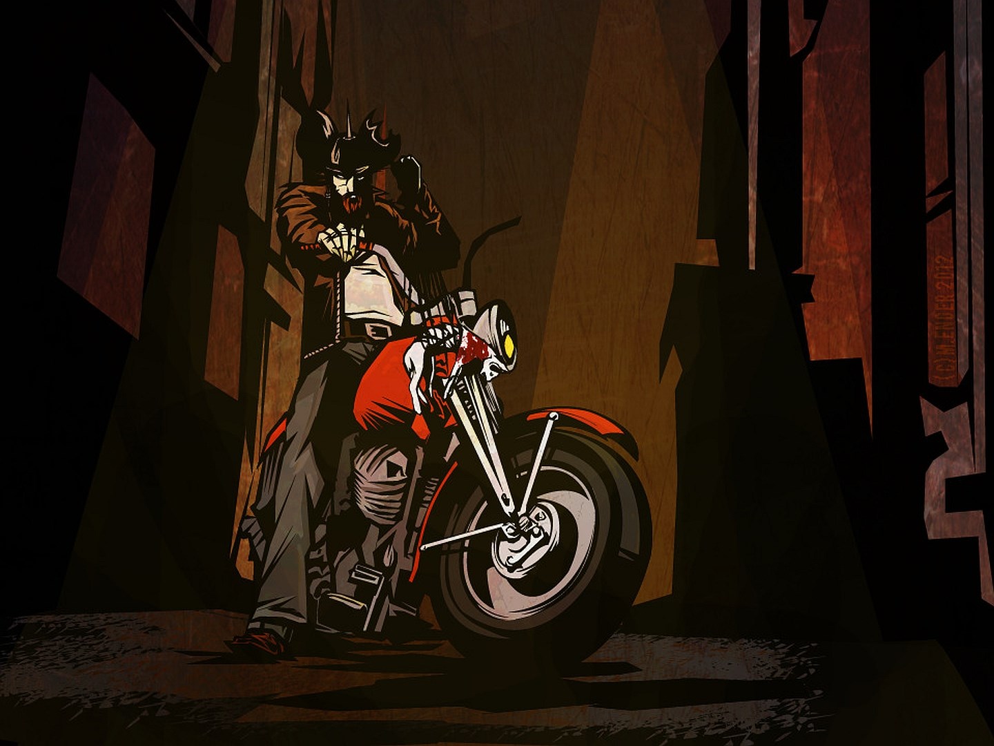 Man with helmet and motorcycle HD Wallpaper