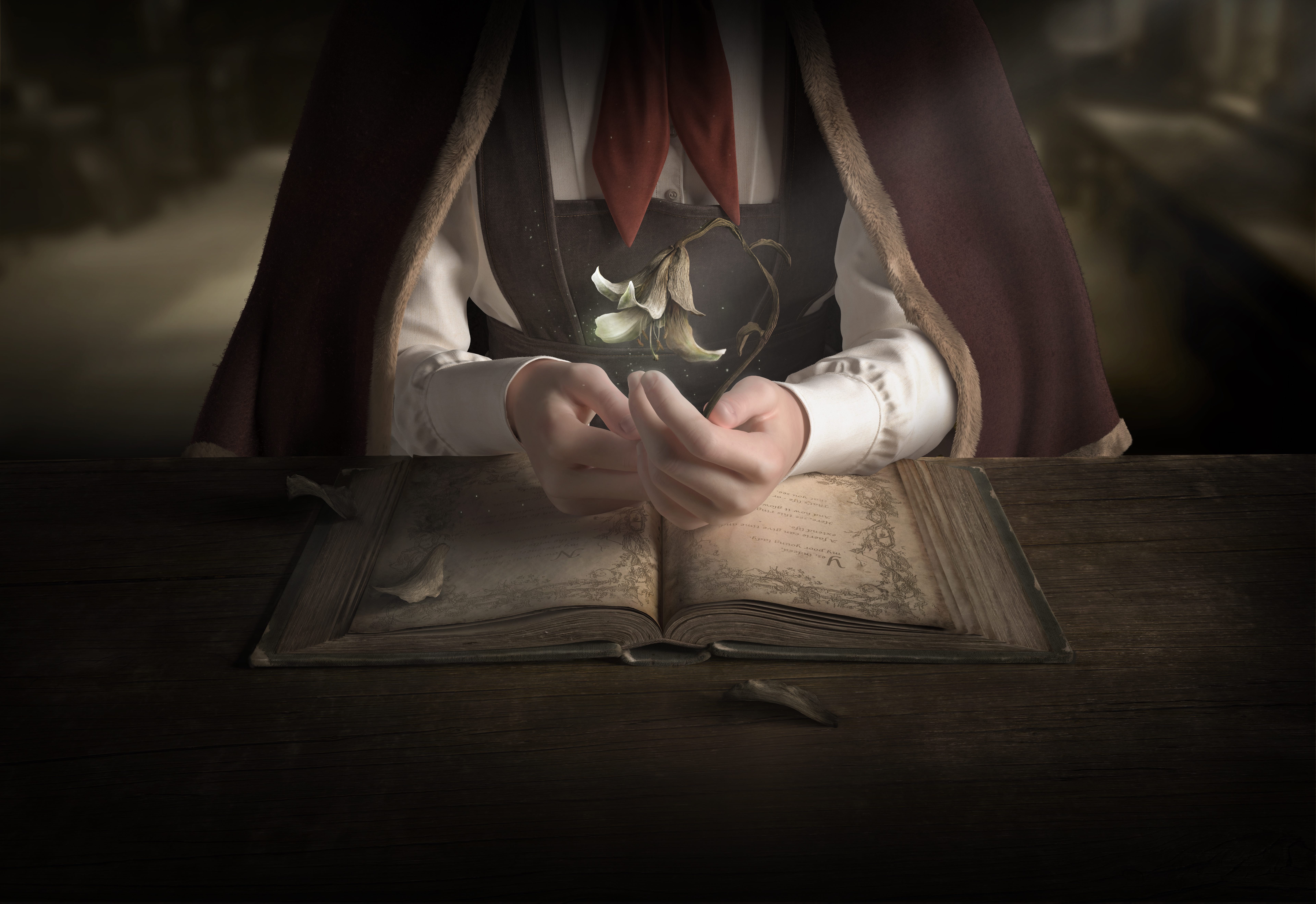 Deracine artwork of a person holding a flower HD Wallpaper