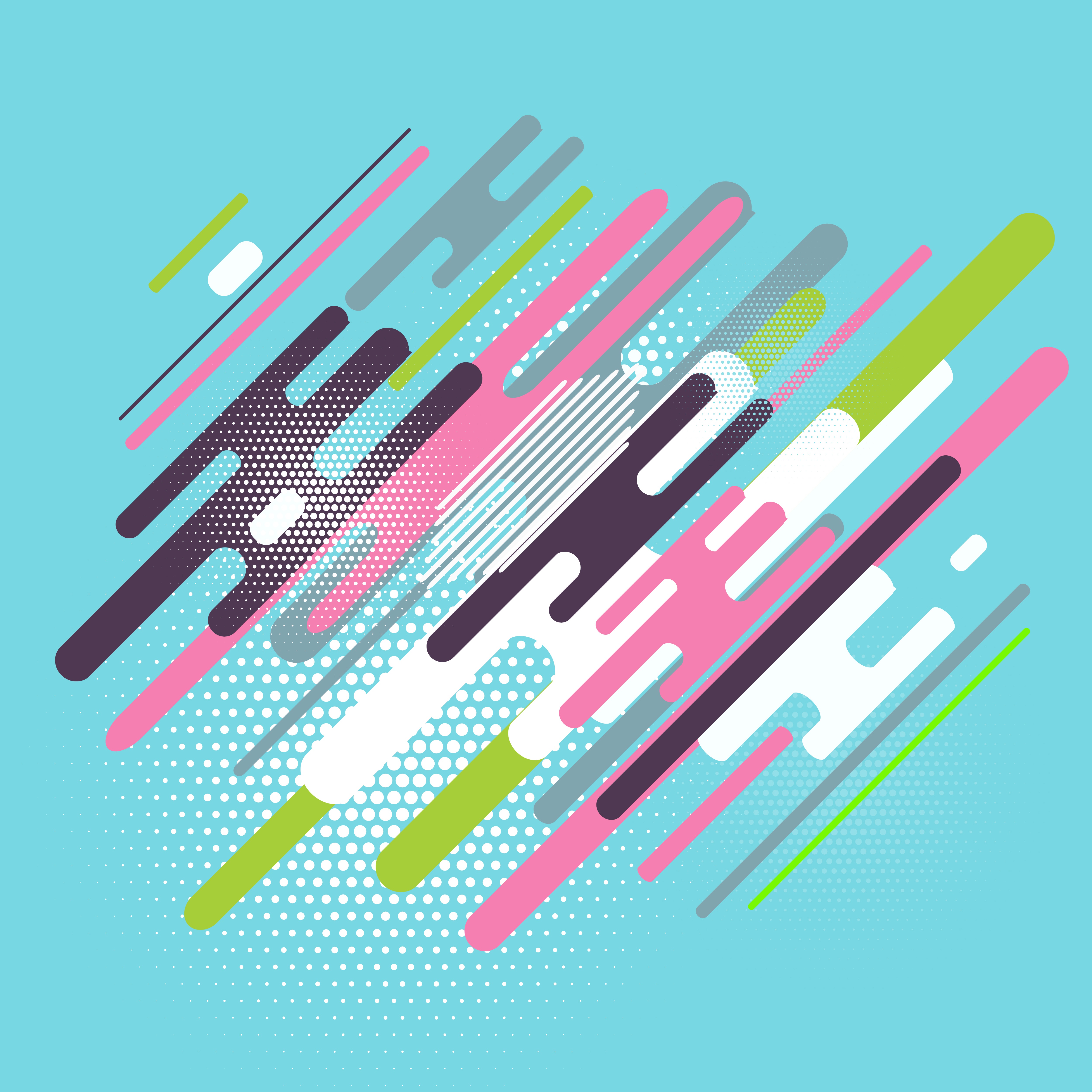 Abstract digital art with rounded lines and dots HD Wallpaper