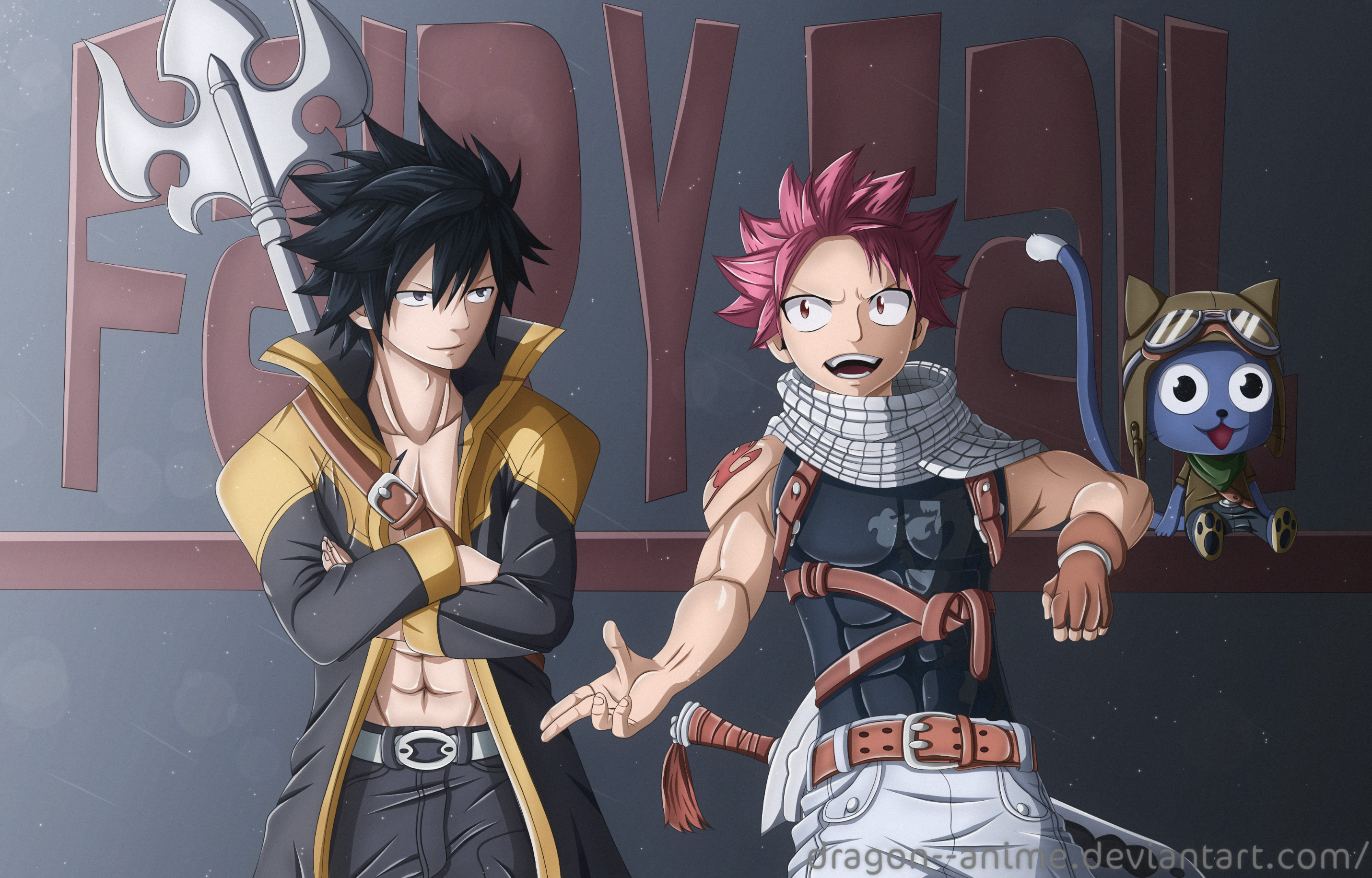 Fairy Tail characters Gray Fullbuster and Natsu Dragneel HD Wallpaper
