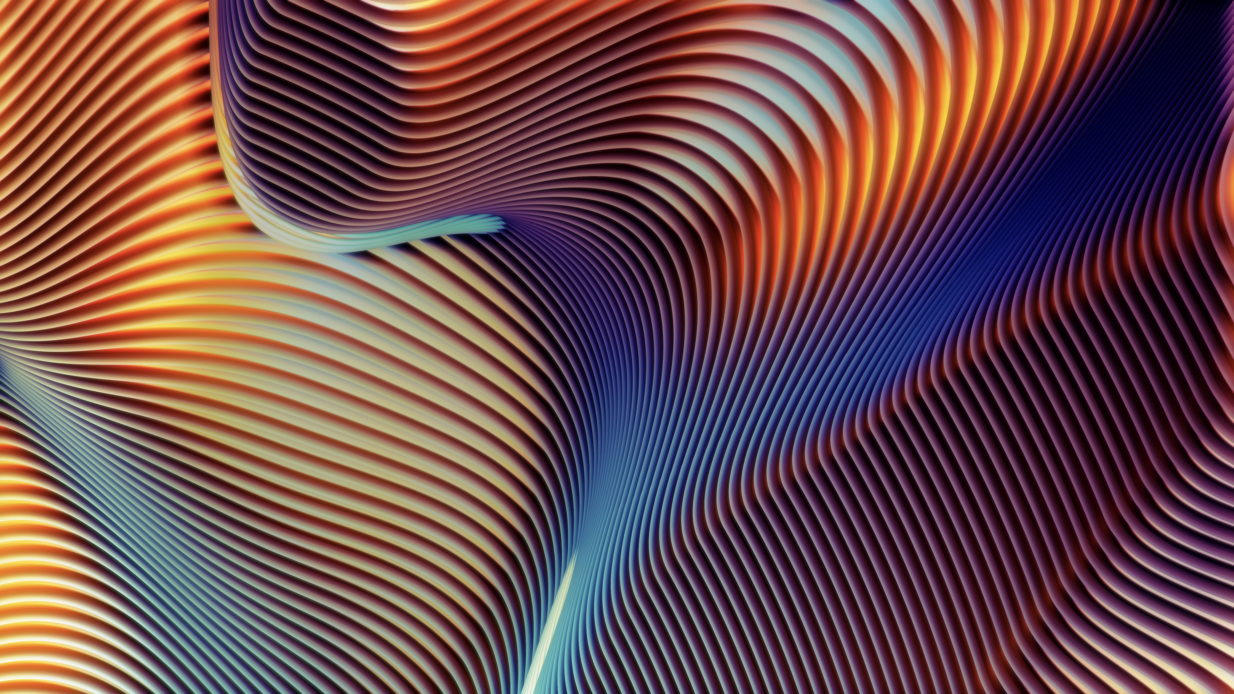 Abstract Wavy Lines in Vibrant Gradient Colors 4K HD Wallpaper