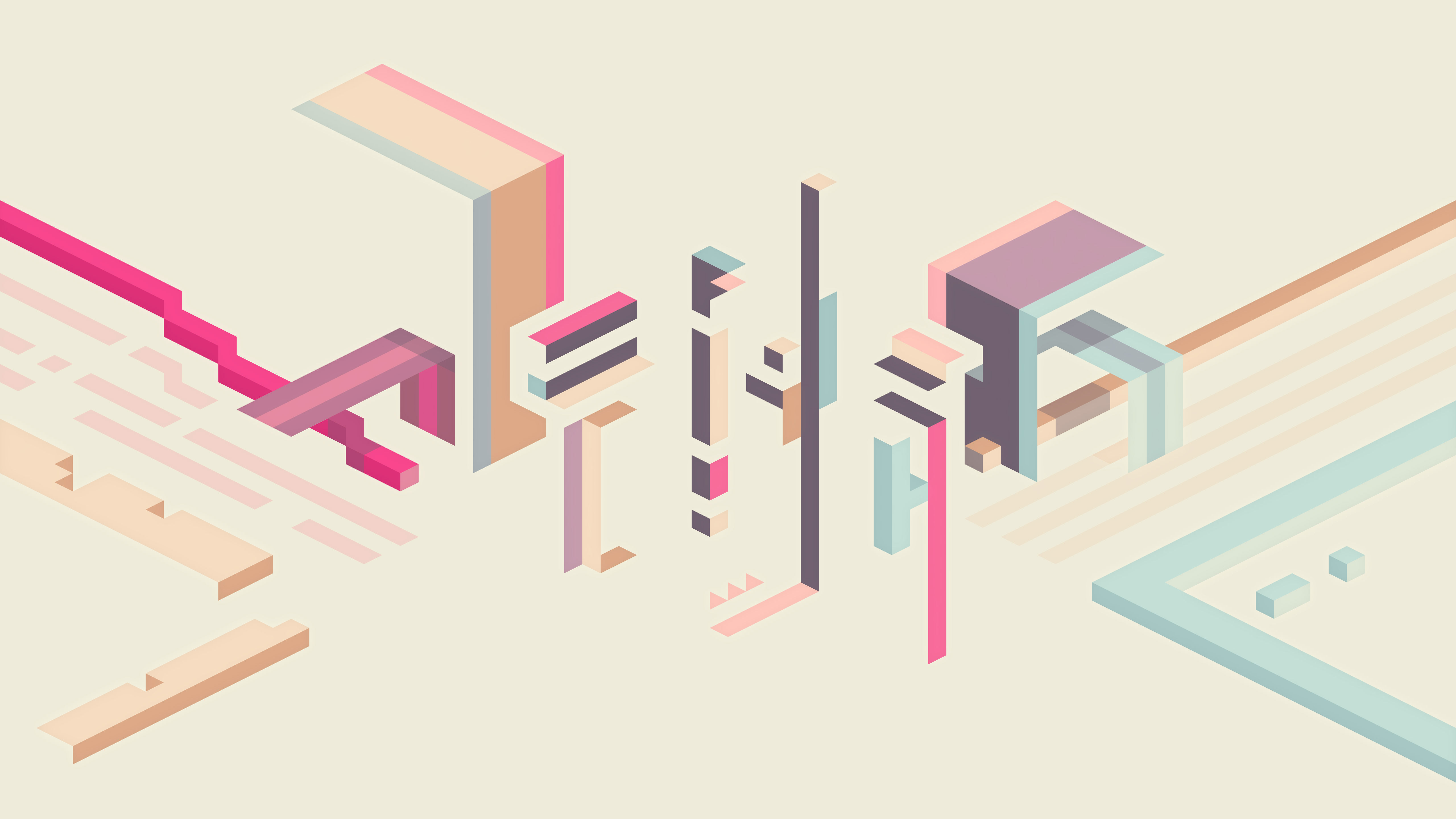 Abstract geometric shapes and lines in pastel colors HD Wallpaper