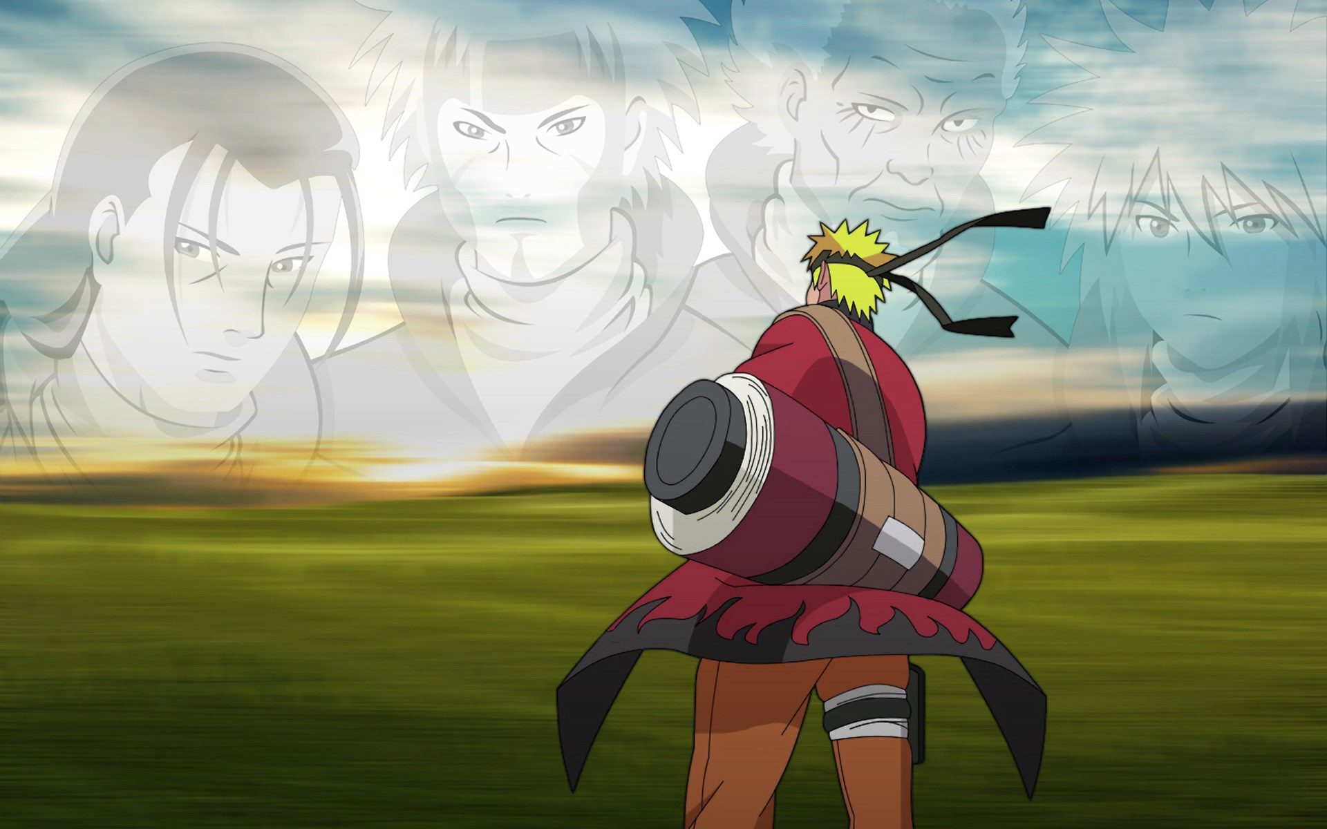 Naruto Uzumaki with past Hokages HD Wallpaper