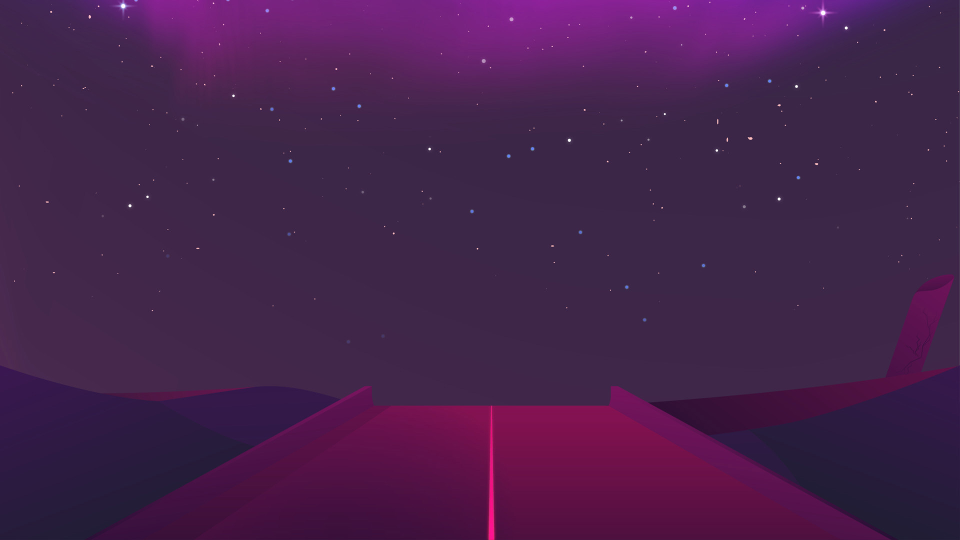 Minimalist digital art of a road under a starry sky HD Wallpaper