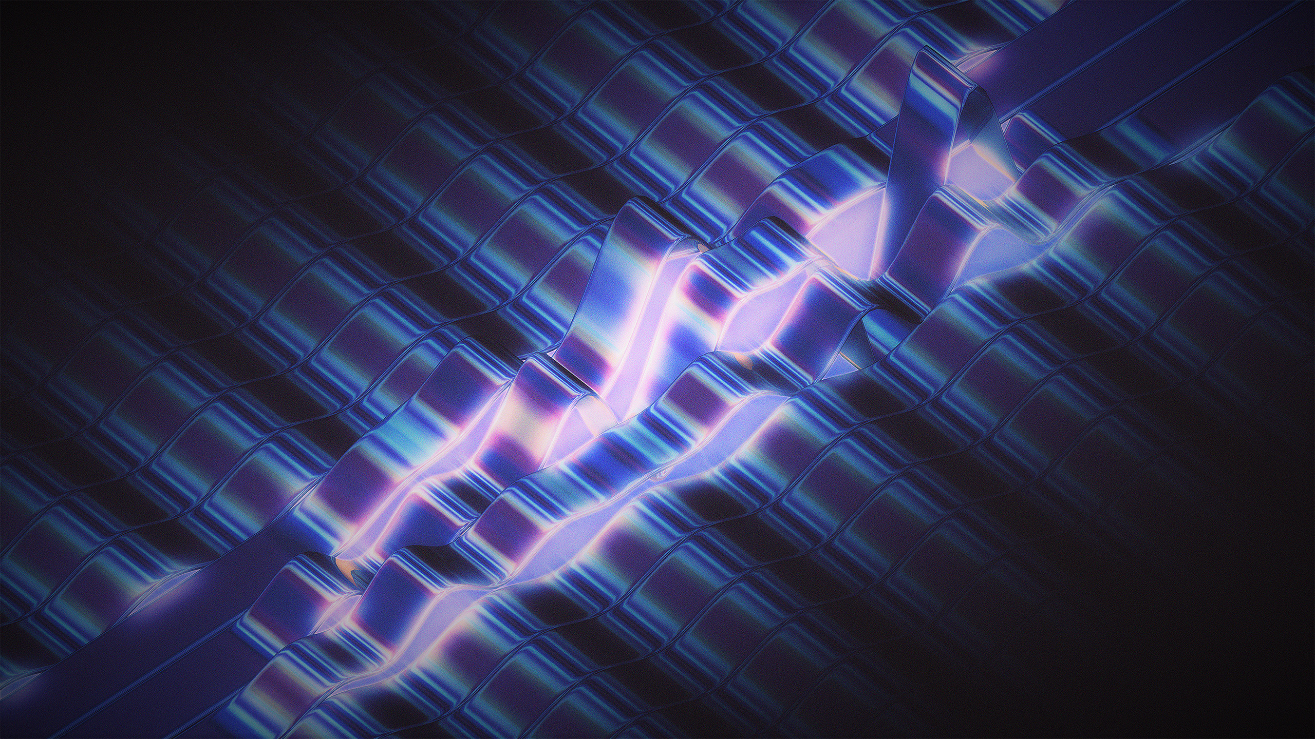 Abstract digital art with iridescent waves HD Wallpaper