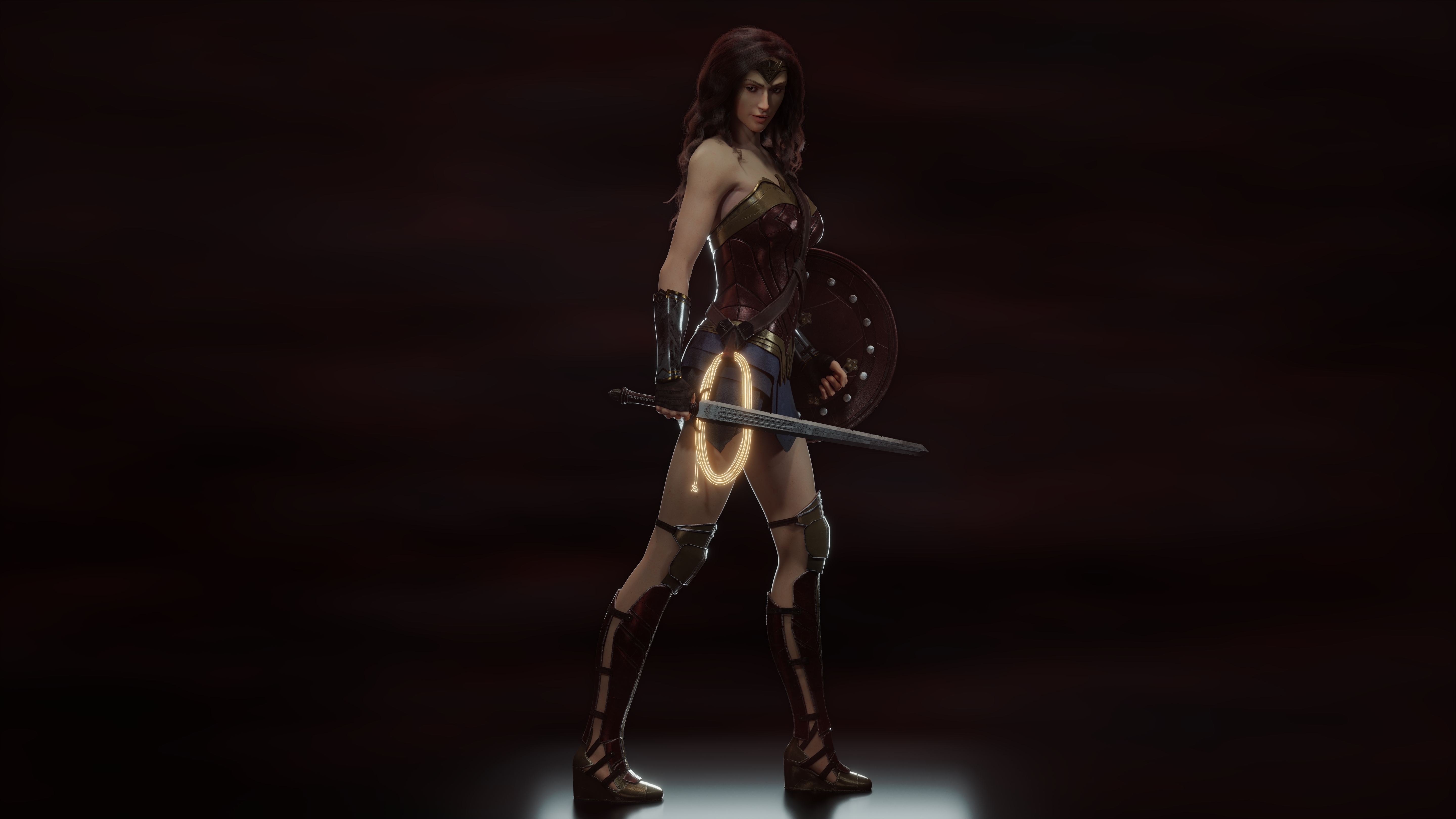 Wonder Woman with Sword and Shield HD Wallpaper