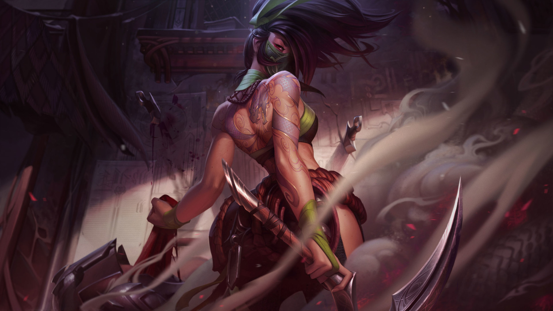 Akali from League of Legends with Katanas HD Wallpaper