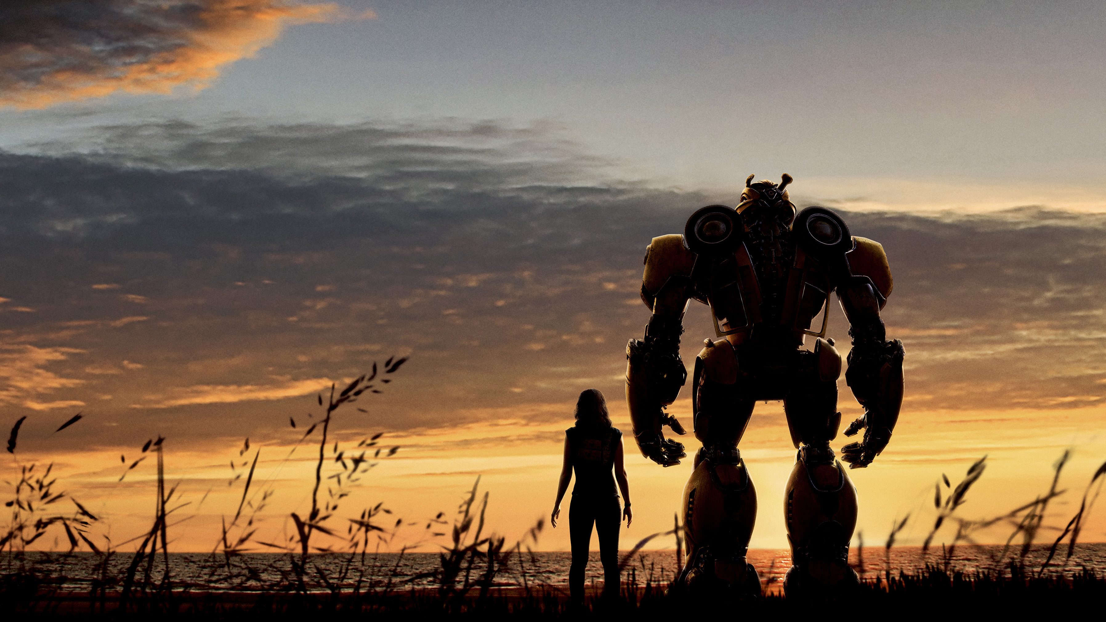 Bumblebee and Hailee Steinfeld at sunset HD Wallpaper