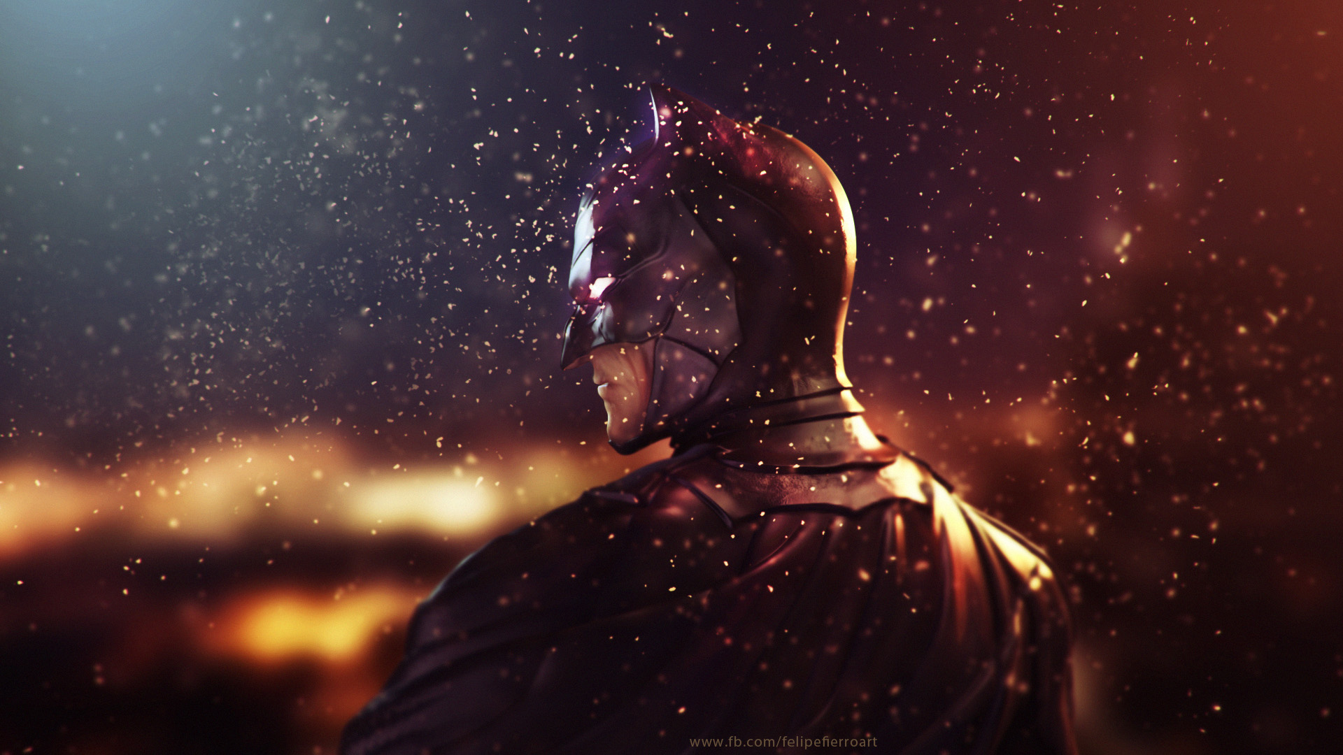 Batman digital art with sparks HD Wallpaper