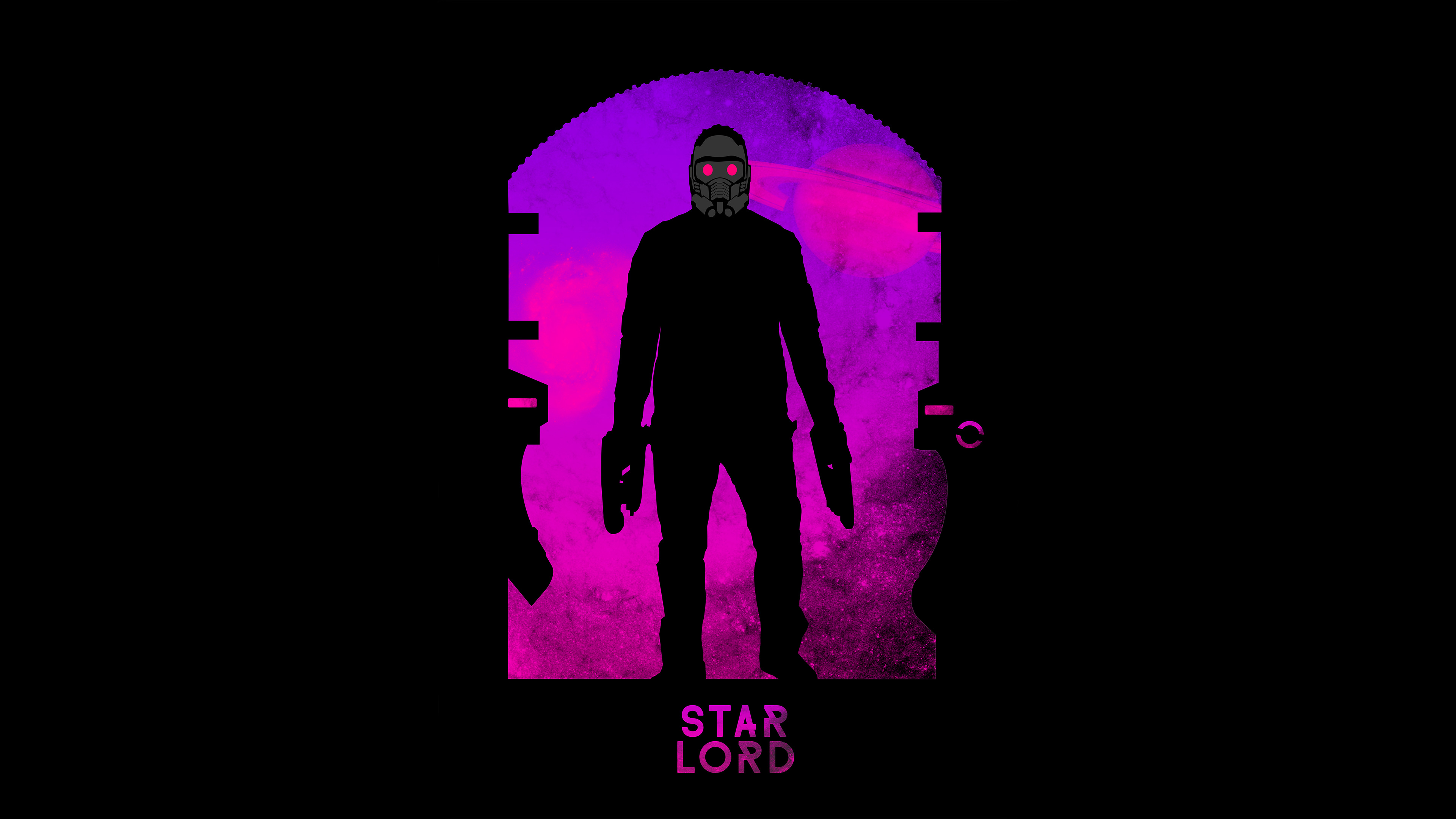 Star Lord silhouette with purple nebula background HD Wallpaper