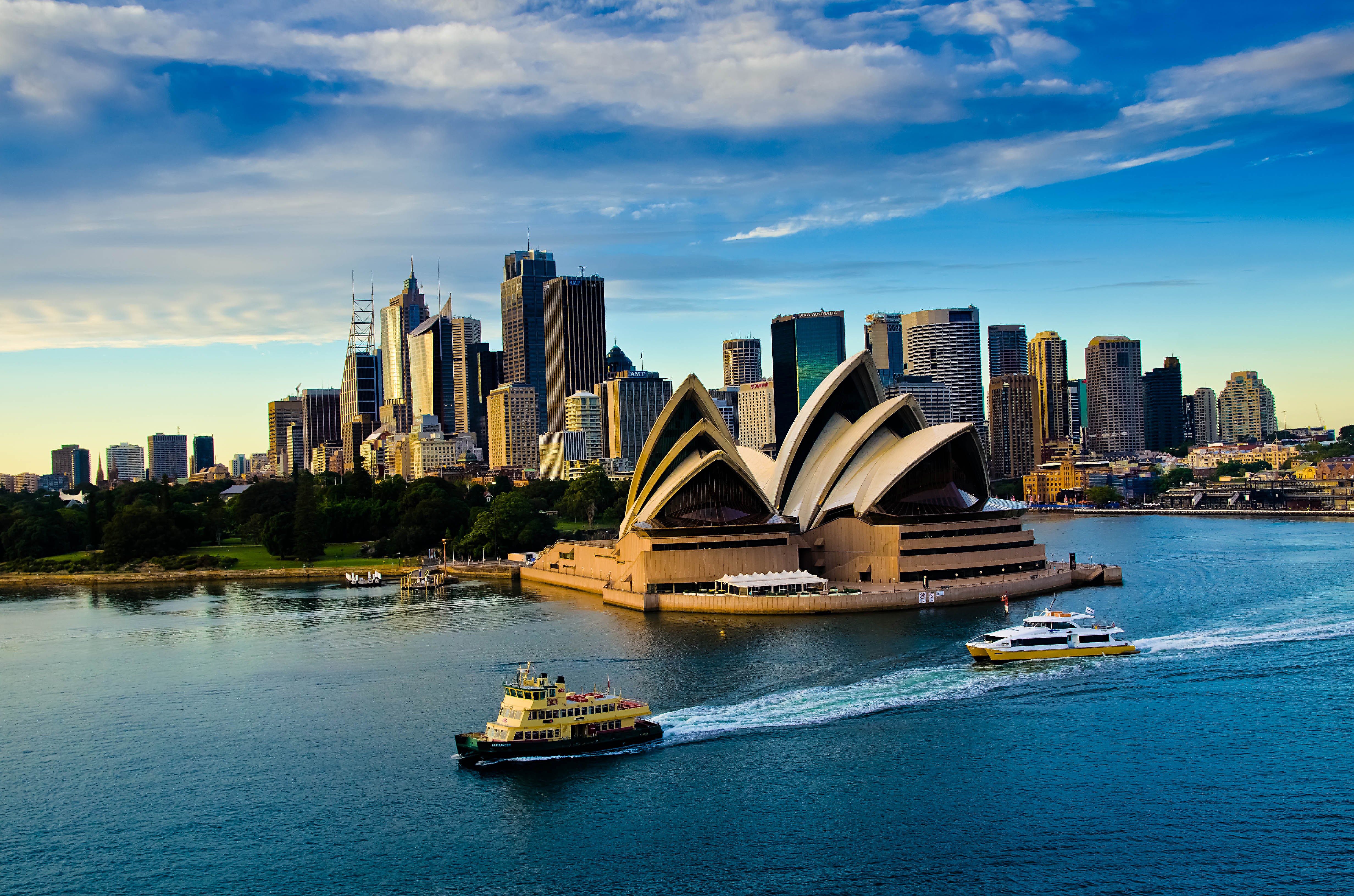 Sydney Opera House and Skyline with Ferries HD Wallpaper