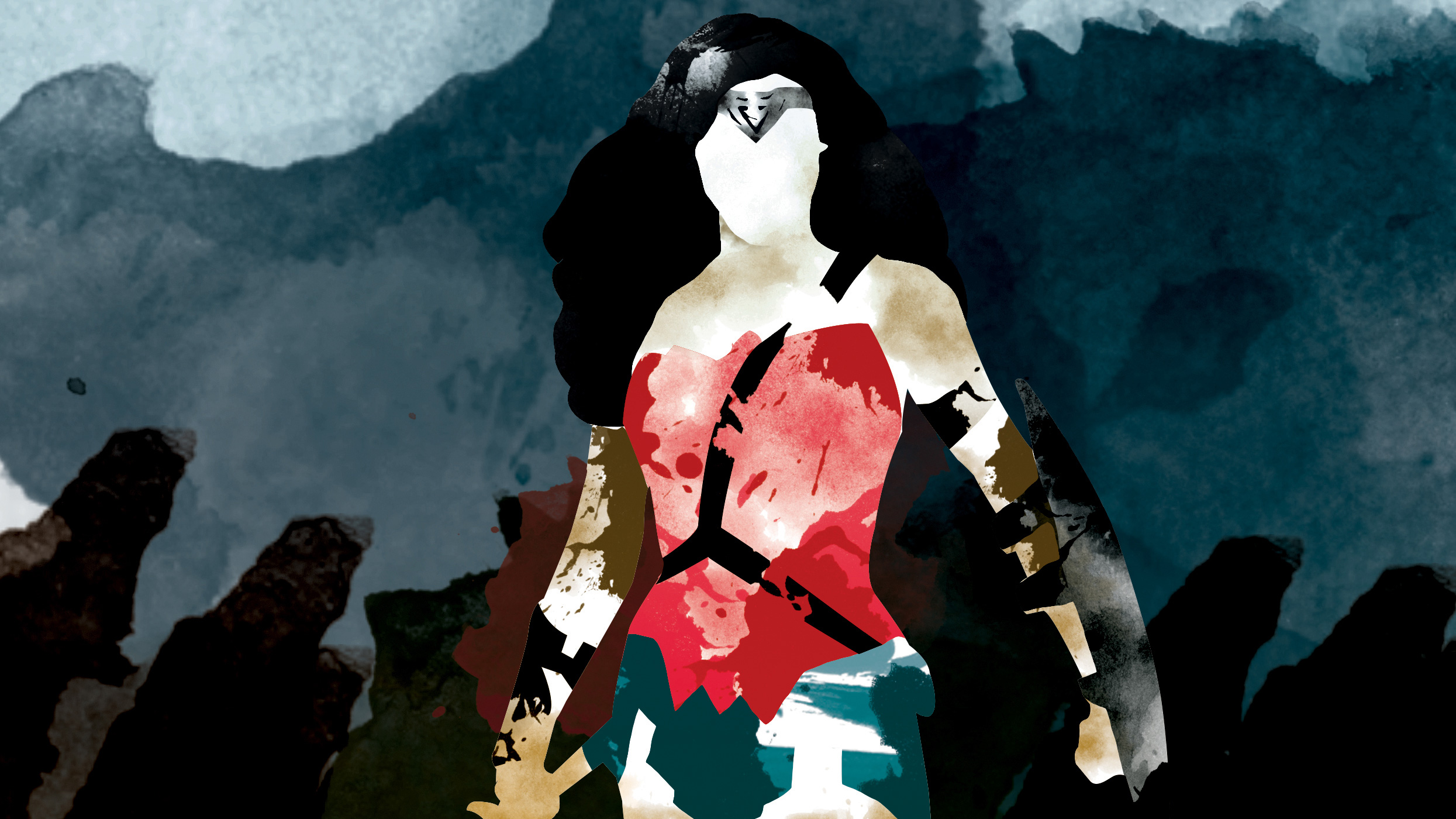 Wonder Woman artwork with watercolor style HD Wallpaper