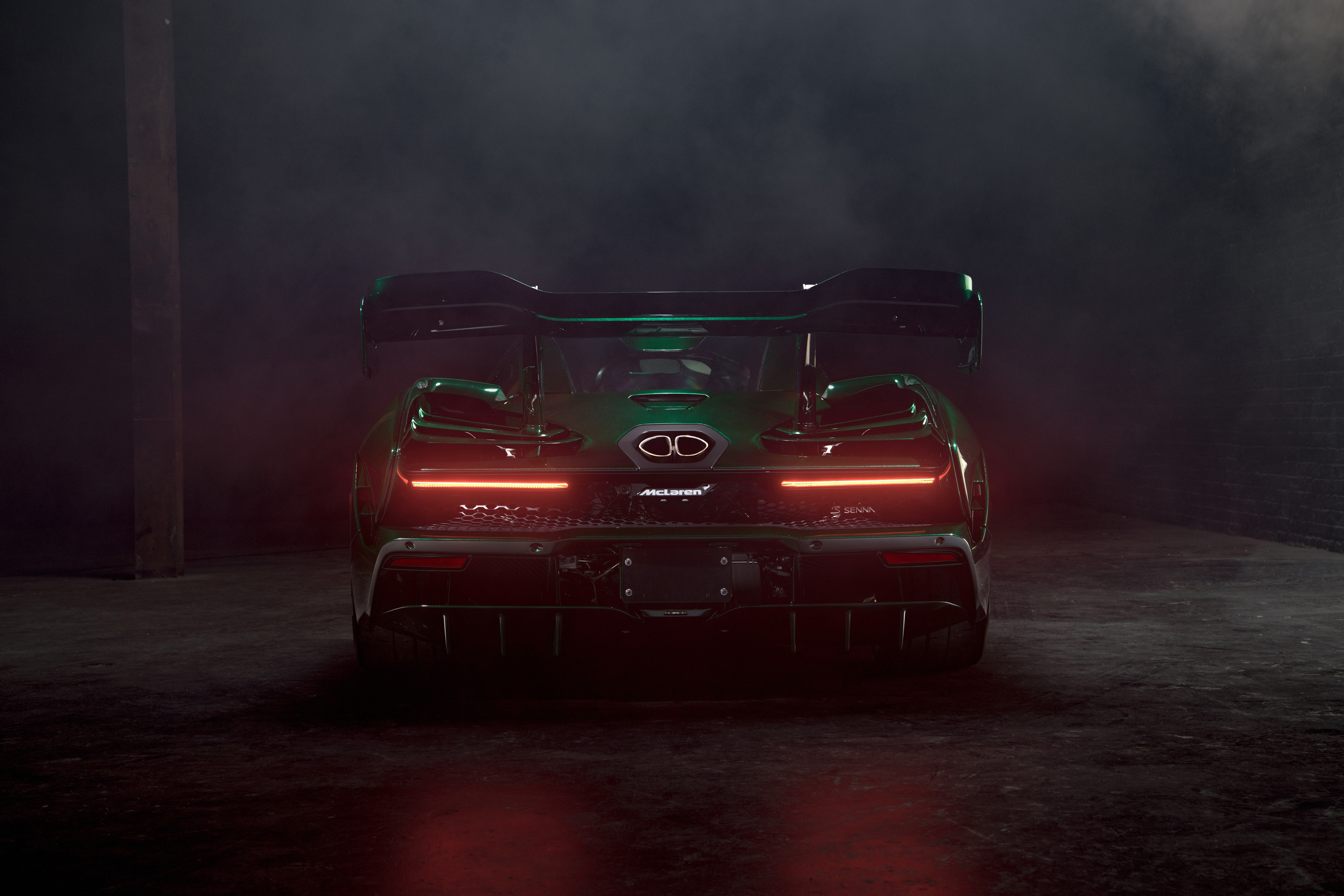 4K McLaren Senna rear view in smoke HD Wallpaper