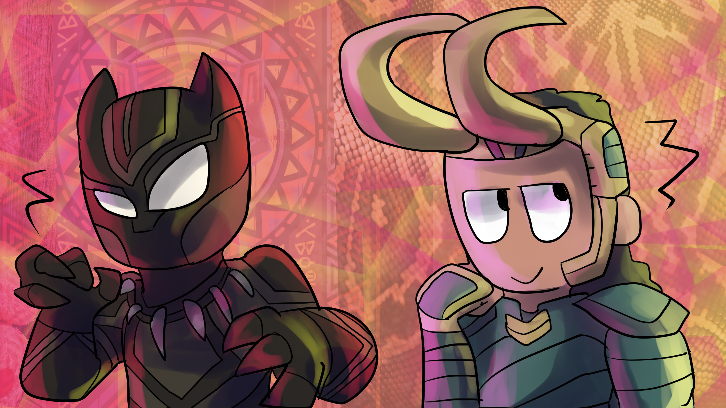 Black Panther and Loki Artwork HD Wallpaper