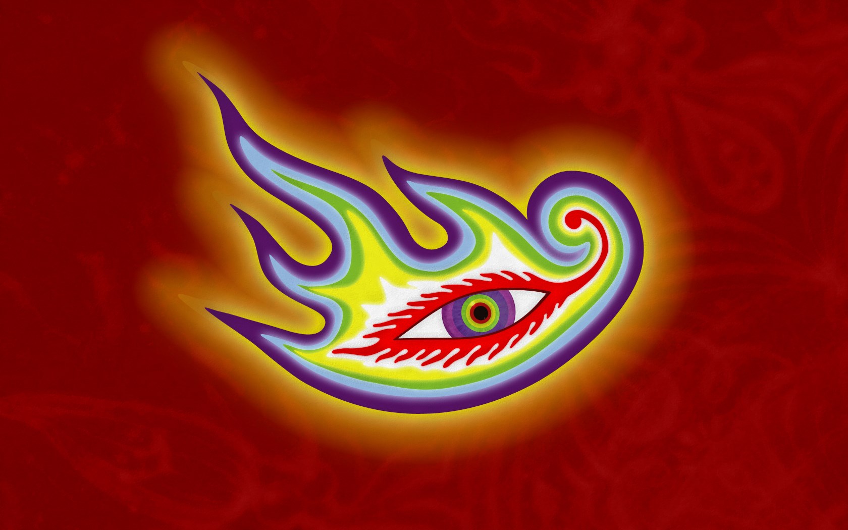 Flaming Eye with Rainbow Flames HD Wallpaper