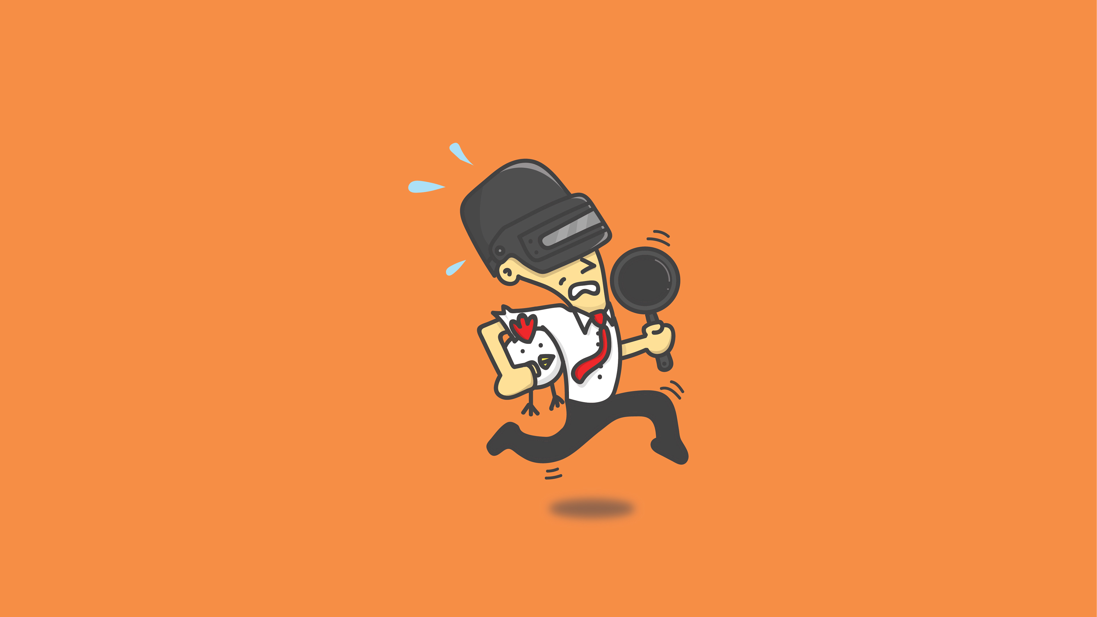 PUBG character running with chicken and pan HD Wallpaper