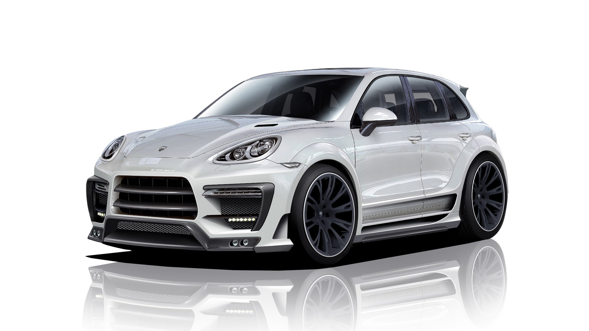 White Porsche Cayenne with custom body kit HD Wallpaper
