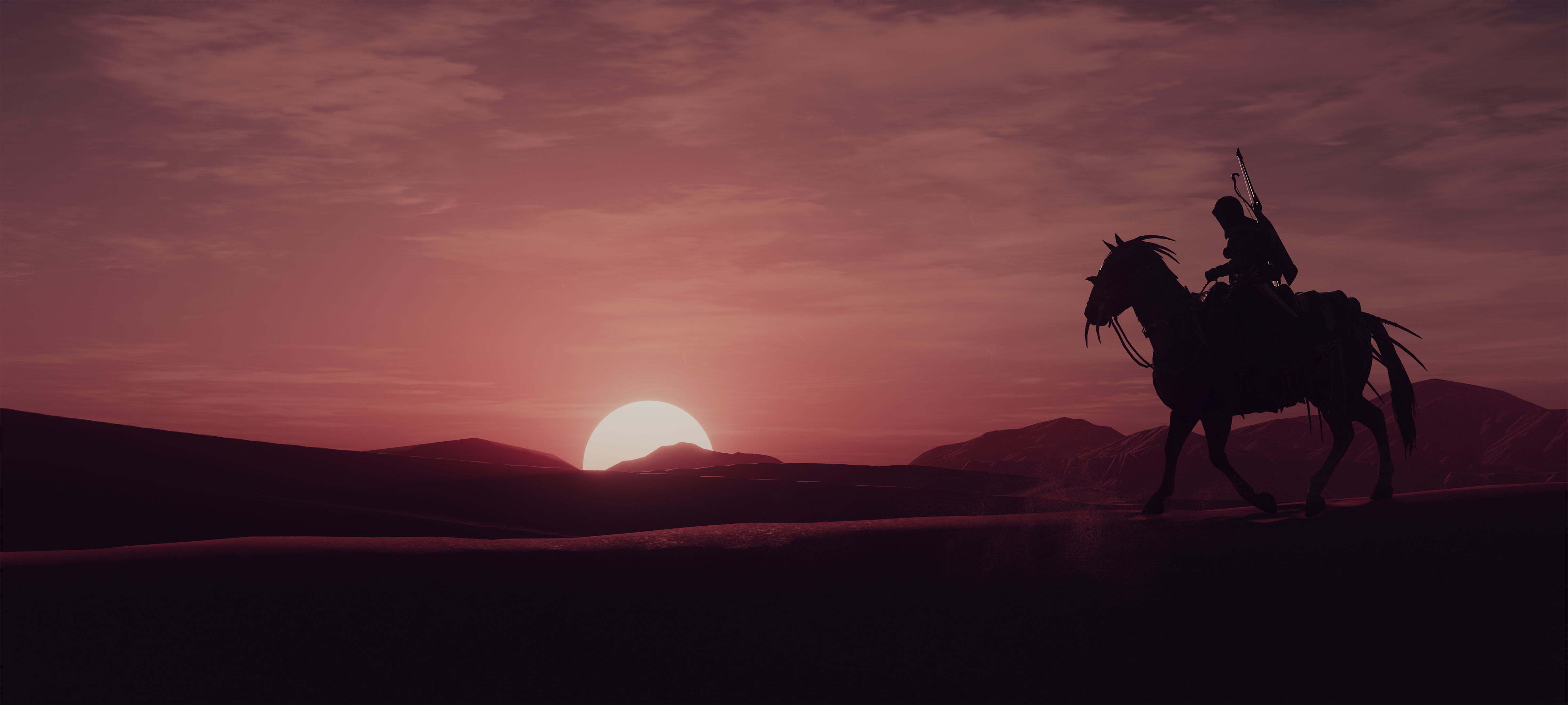 Assassin's Creed Origins 4K desert sunset HD Wallpaper