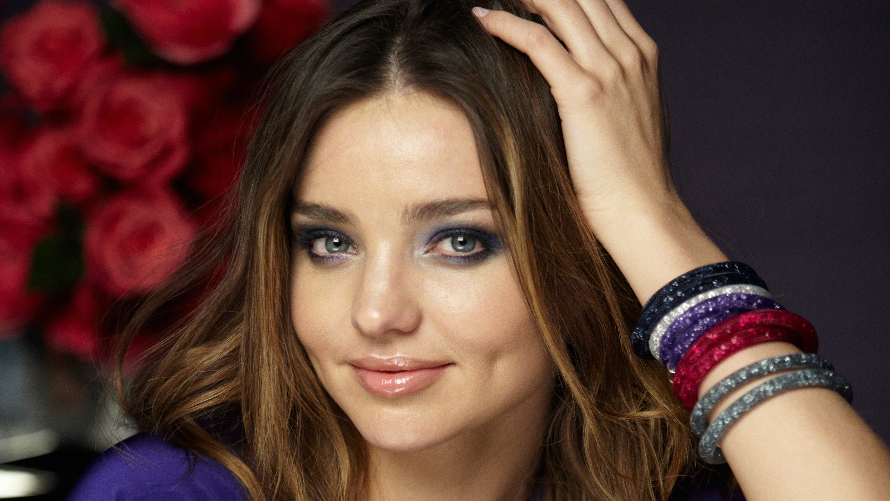 Miranda Kerr with bracelets and roses HD Wallpaper