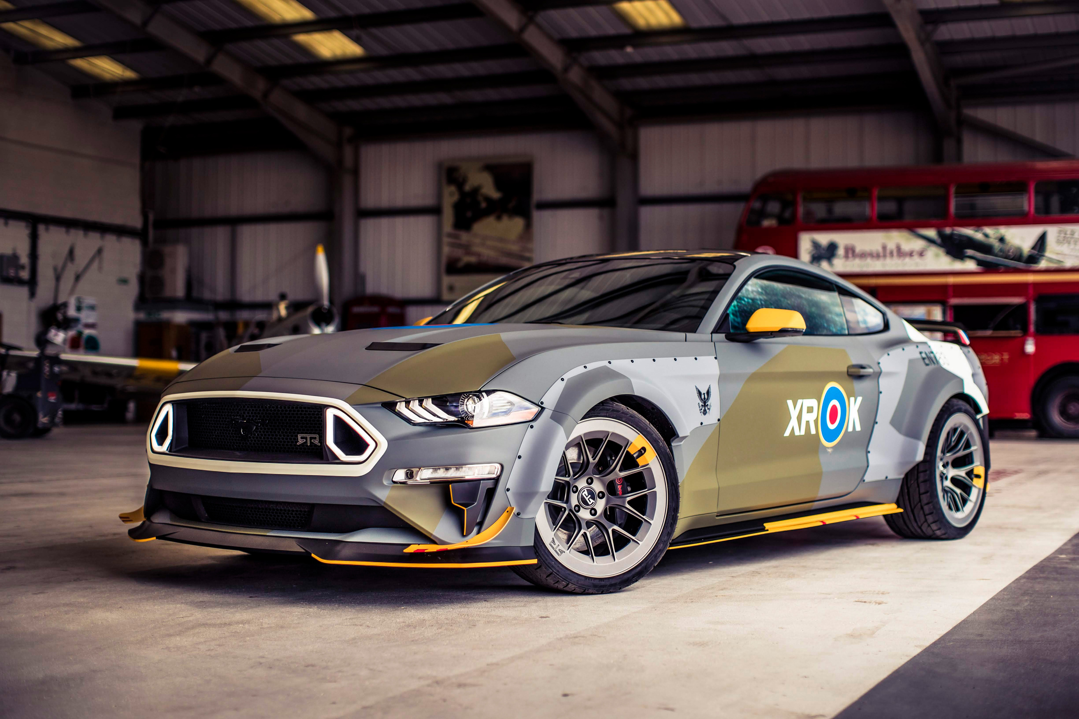 Ford Mustang with military camouflage livery HD Wallpaper