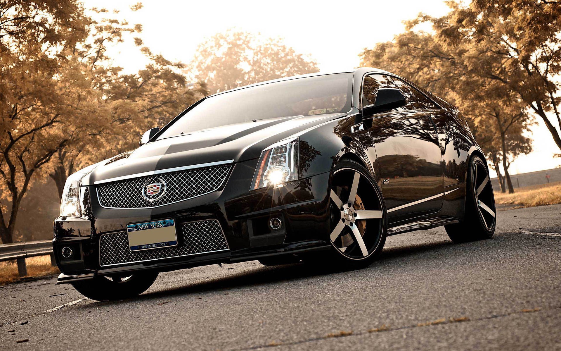 Black Cadillac CTS-V Coupe on Road HD Wallpaper