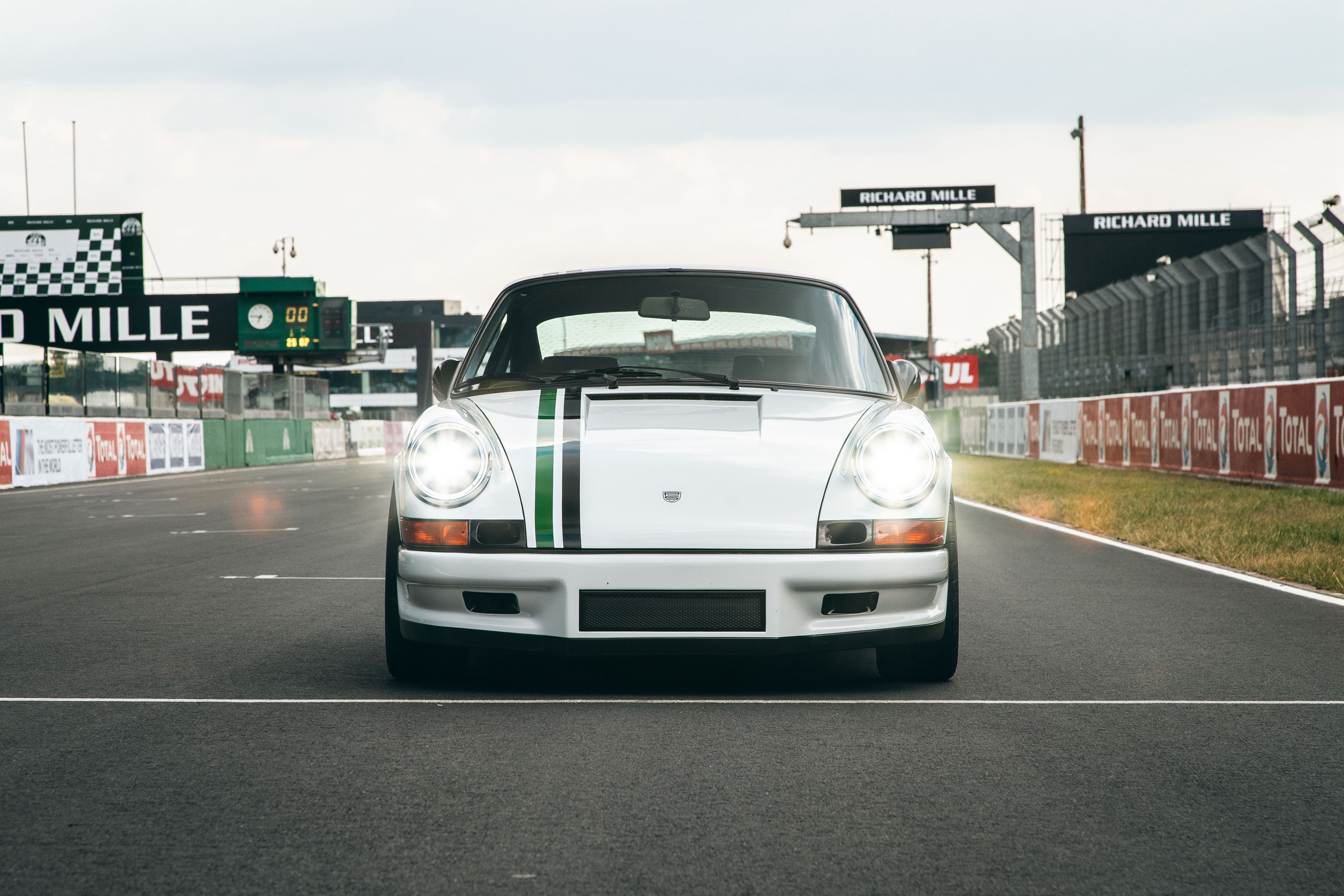 White Porsche 911 on a Race Track HD Wallpaper