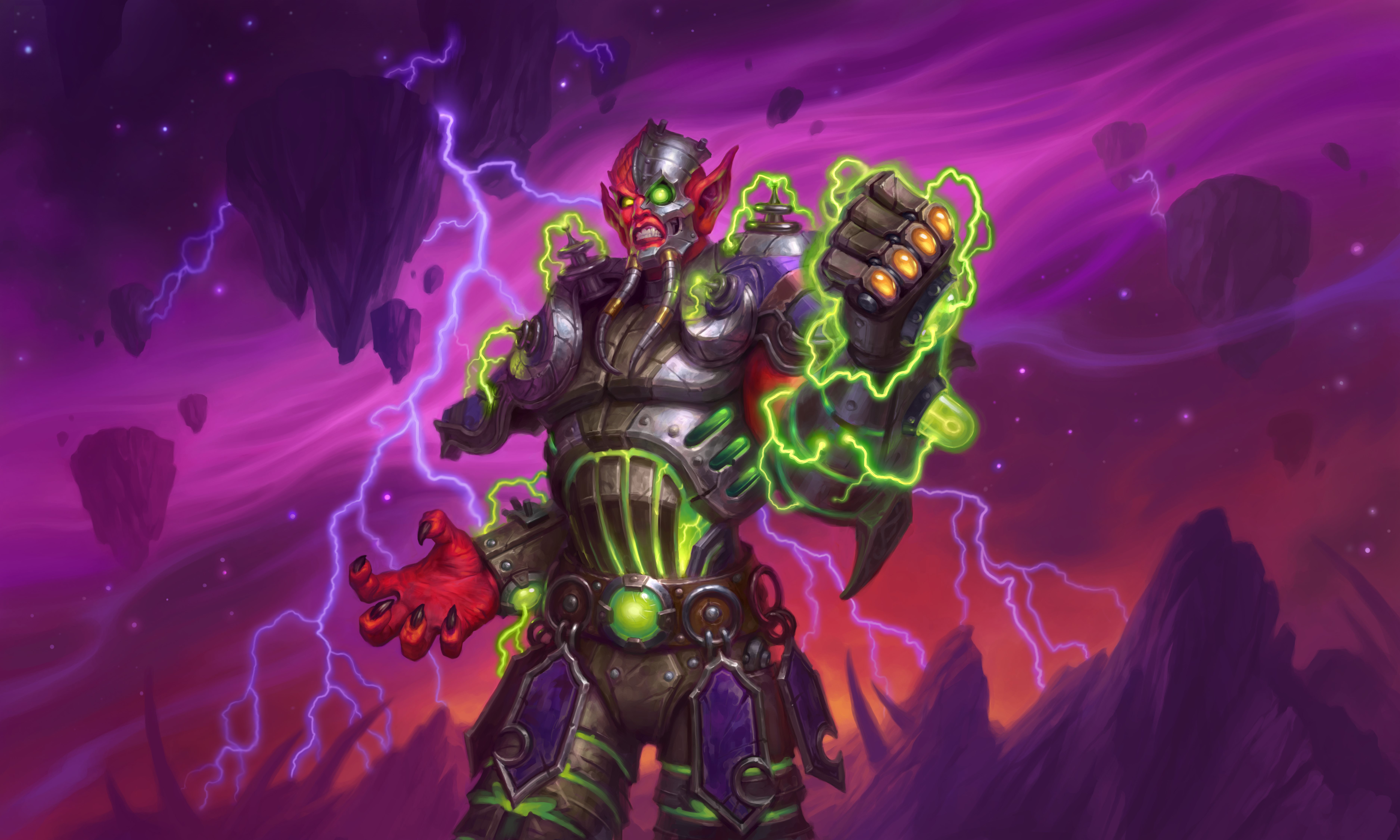 Hearthstone 4K game art of a cyborg demon HD Wallpaper