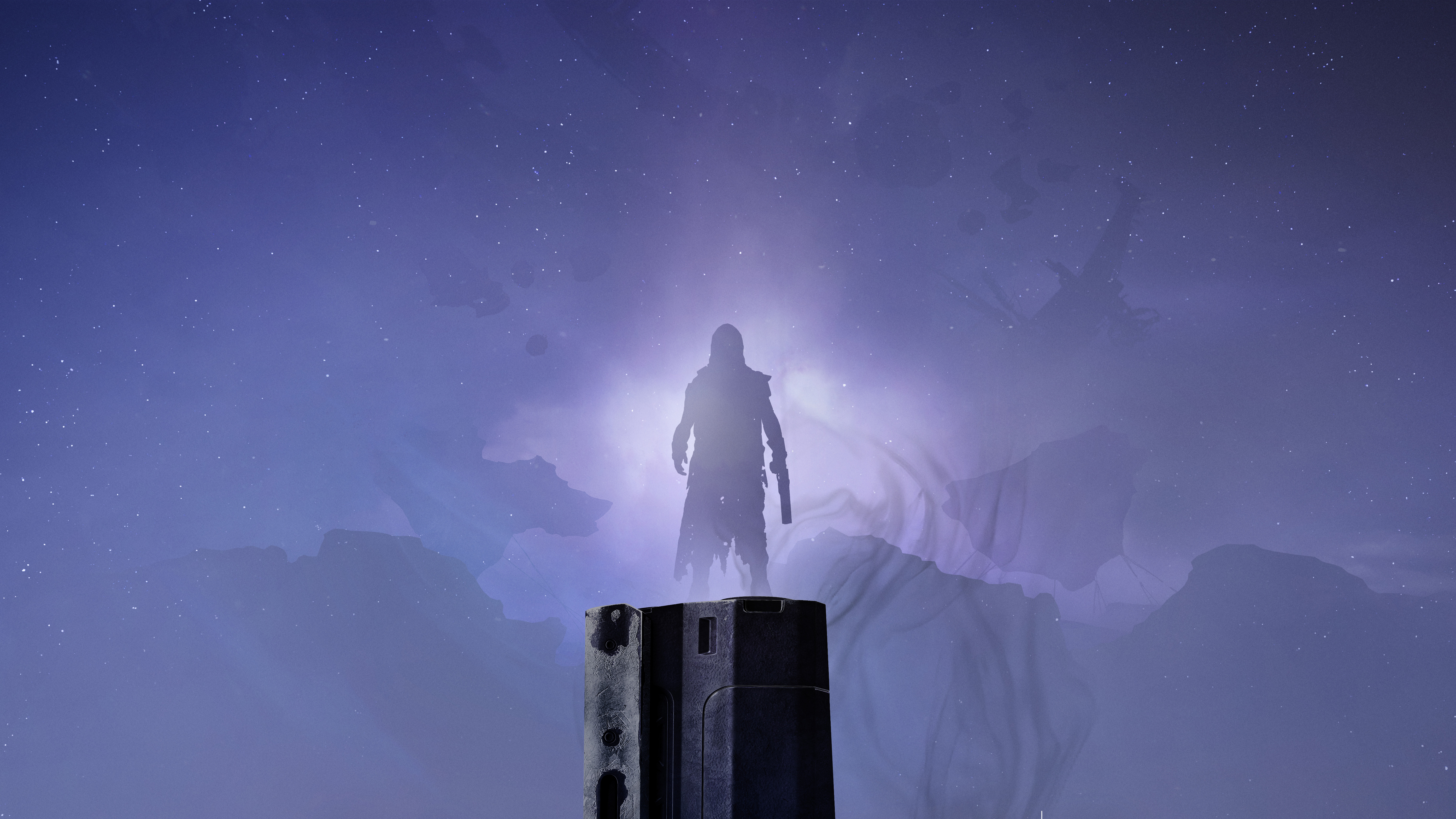 Destiny 2 silhouette standing on a platform HD Wallpaper